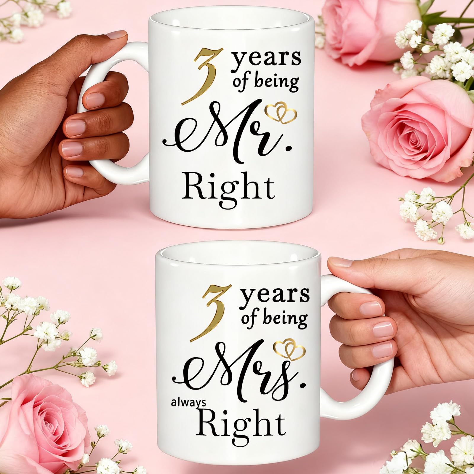 3 Year Anniversary Coffee Mugs Set of 2 - Image 2