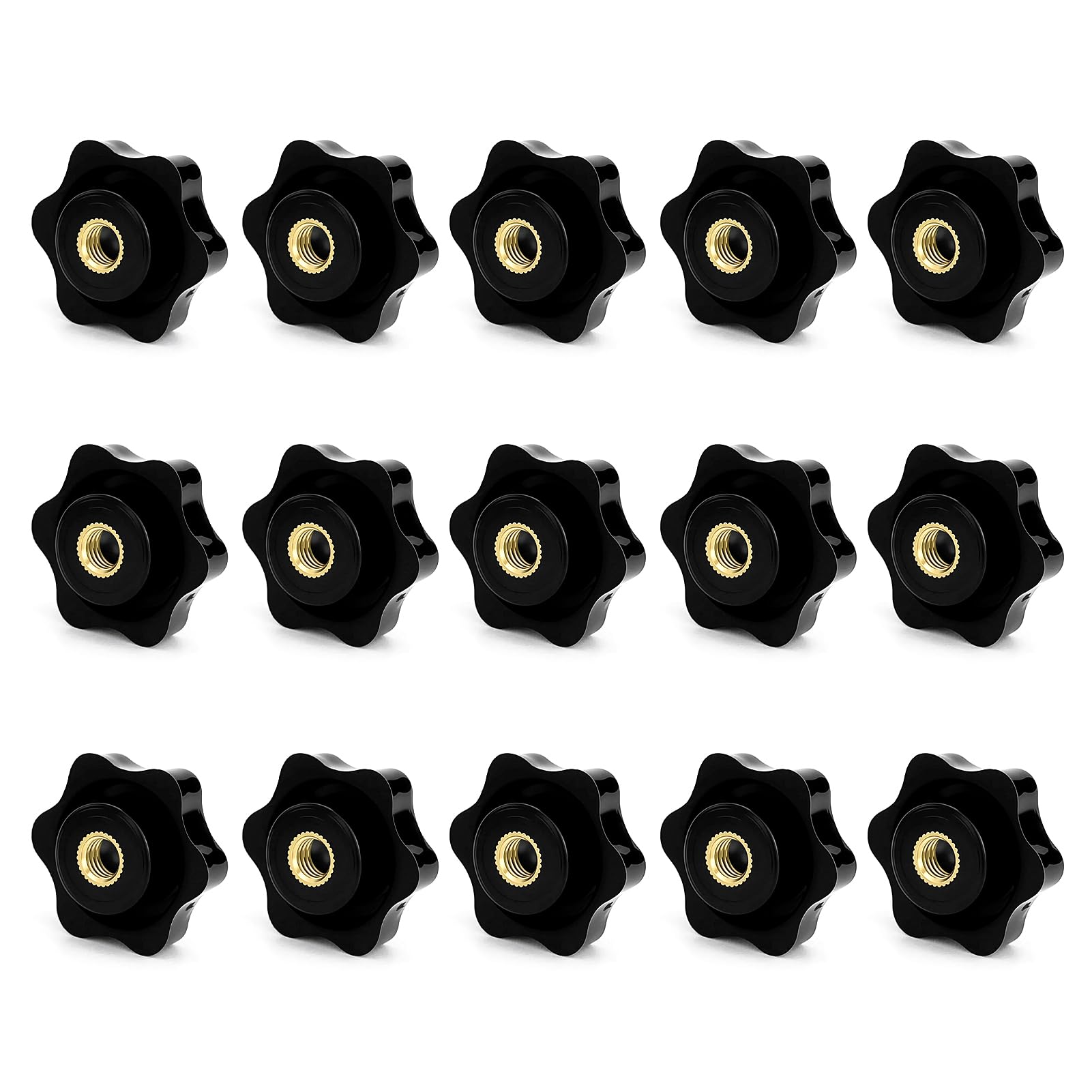 15 pezzi dadi a stella M8, manopole a stella M8, manopole a stella, diametro esterno 32 mm, nere, per industria, mobili, apparecchiature elettroniche, macchine utensili