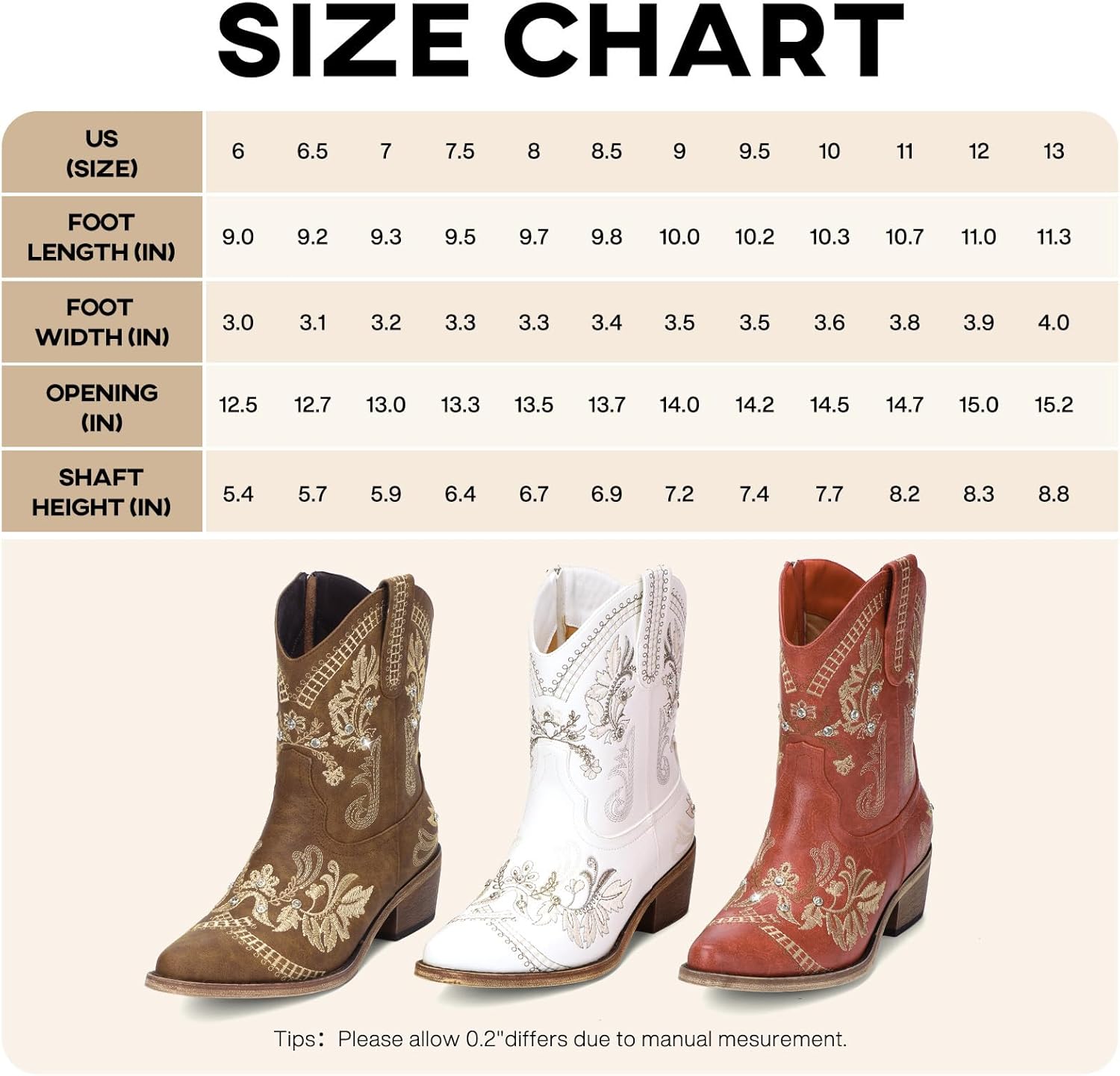 Cowboy Boots for Women - Western Embroidered Cowgirl Boots with Sparkly Rhinestone, Pointed Toe Chunky Heel Side Zipper Vintage Short Booties, Women's Ankle High Fashion Retro Country Booties 8 Brown image 5 of 5 B0DR8S1D1Q