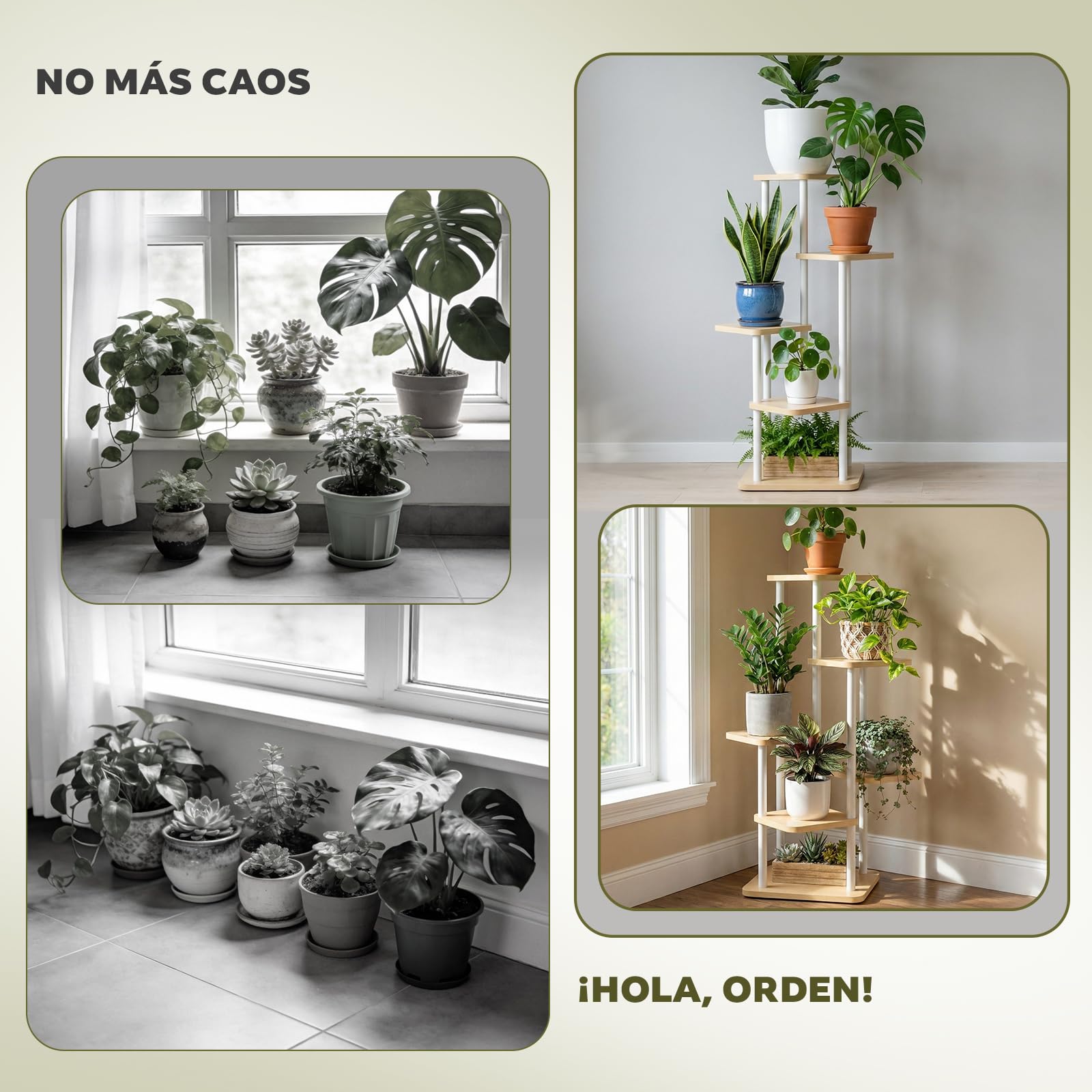 Ribech Soporte para Plantas de Interior Estante para Plantas 5 Niveles, Soporte de Flores de Metal para Interior/Exterior, Jardineras para Balcón Salón, Blanco — view 4