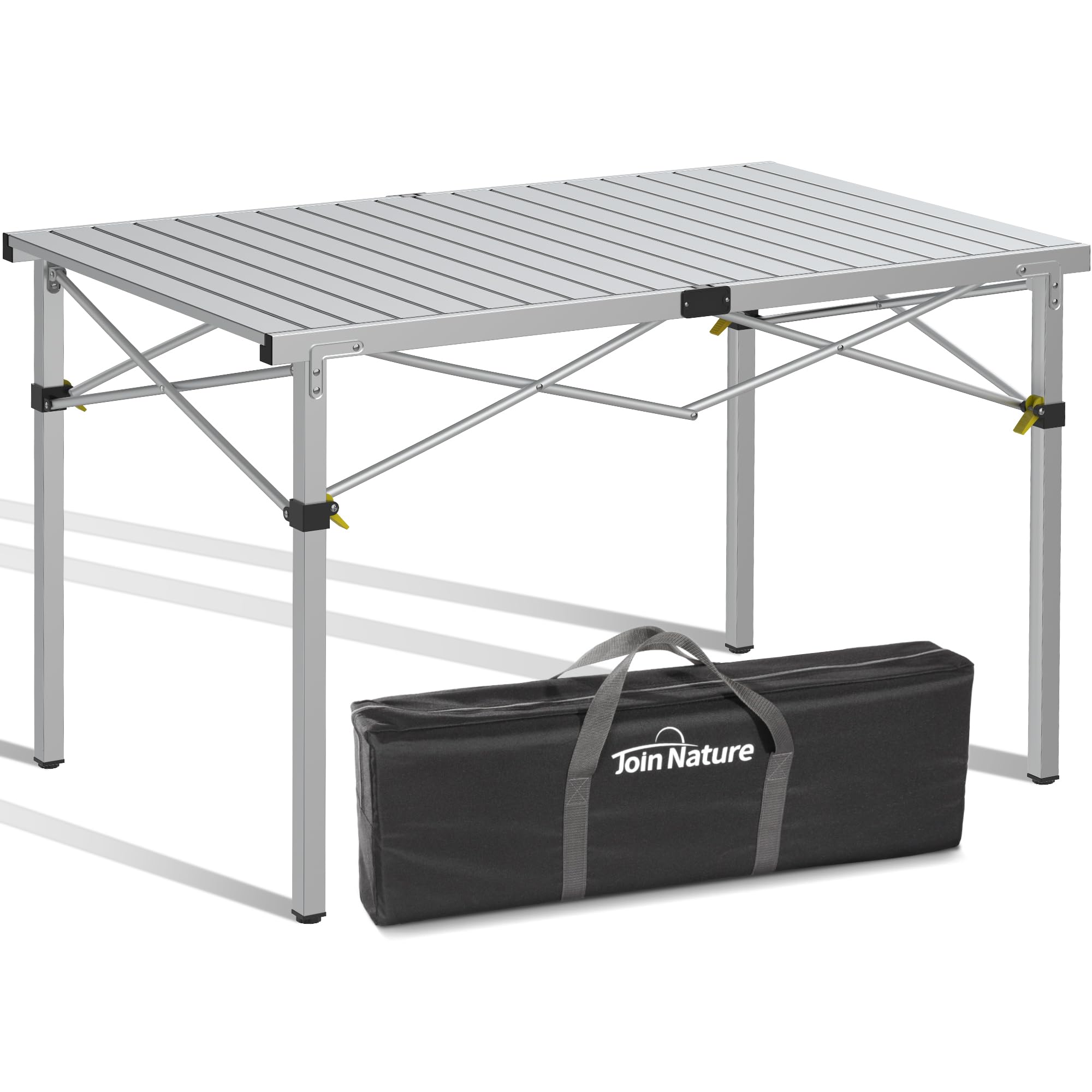 Join Nature Składany stół kempingowy, do 100 kg, z torbą do przenoszenia, aluminiowy stół składany dla 6 osób – zwijany stół kempingowy, 118 x 70 cm, bardzo duży rozmiar, na kemping, do ogrodu, na