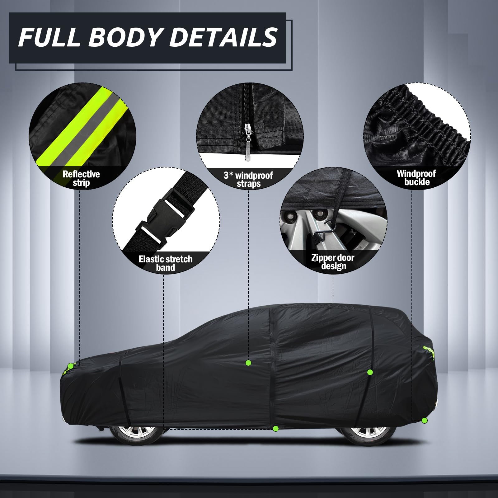 6 Layers Car Cover Waterproof All Weather for Automobiles SUV Size A6 Universal Fit for Toyota RAV4 4Runner — view 6