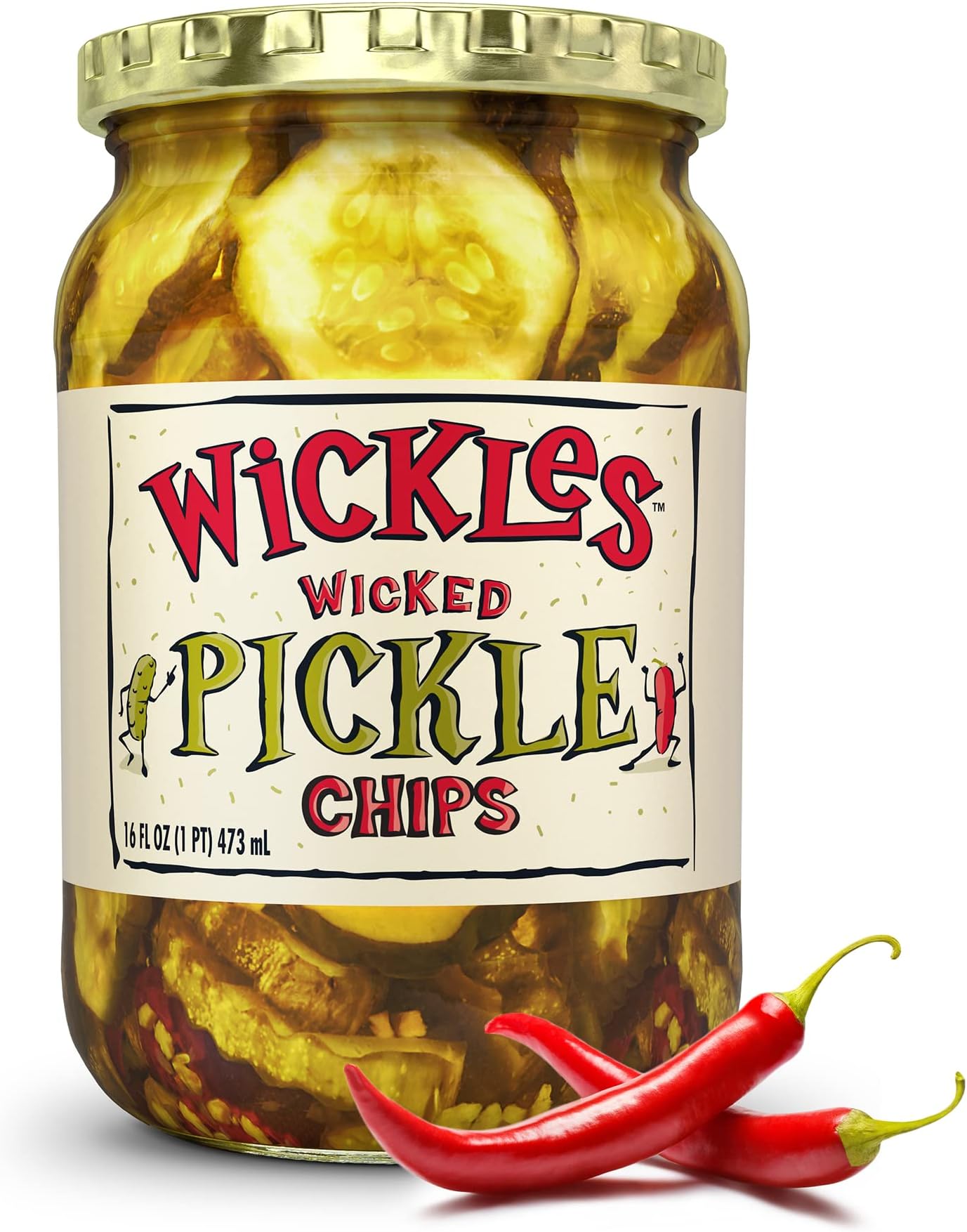 Wickles Pickles Wicked Pickle Chips (6 Pack) - Sweet & Spicy Garlic Pickle Slices - Hot Pickle Chips - Slightly Sweet, Definitely Spicy, Wickedly Delicious (16 oz Each)