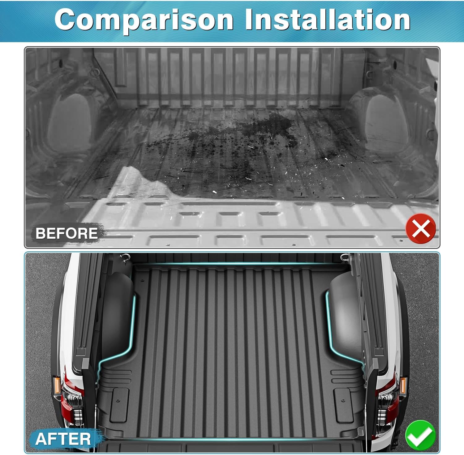 Mixsuper Truck Bed Mat for 2015-2022 Chevrolet Colorado/GMC Canyon 5ft Bed, All Weather Truck Bed Liner TPE Rugged Durable Odorless Black