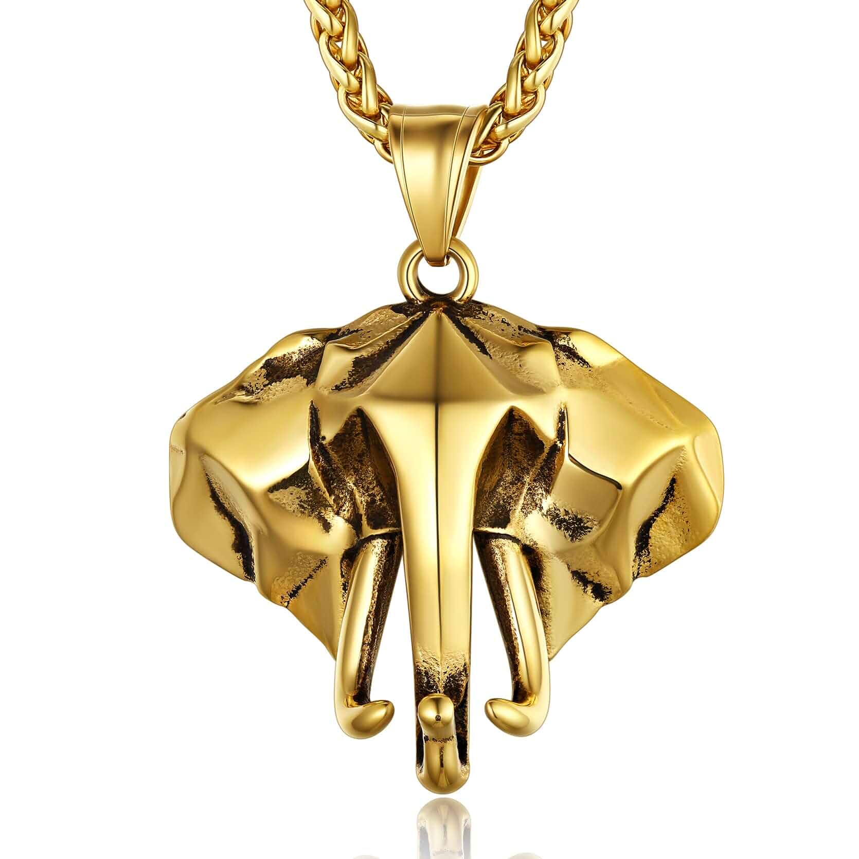 GOLDCHIC JEWELRY Africa Map Necklace for Men, Stainless Steel African Tribal/Egyptian Eye of Horus/I LOVE AFRICA/Elephant Map Hiphop Jewelry Unisex with 22'+2'Adjustable Chain
