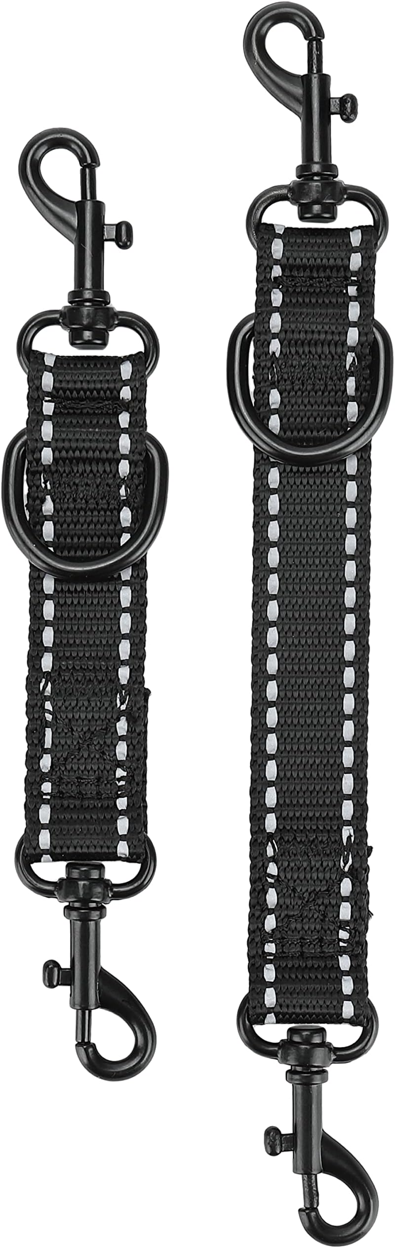 Prong Collar Backup 2 Pack, Long 21cm, Short 16cm, Reflective Nylon Safety Clip for Prong Collar (Black 2PCS)