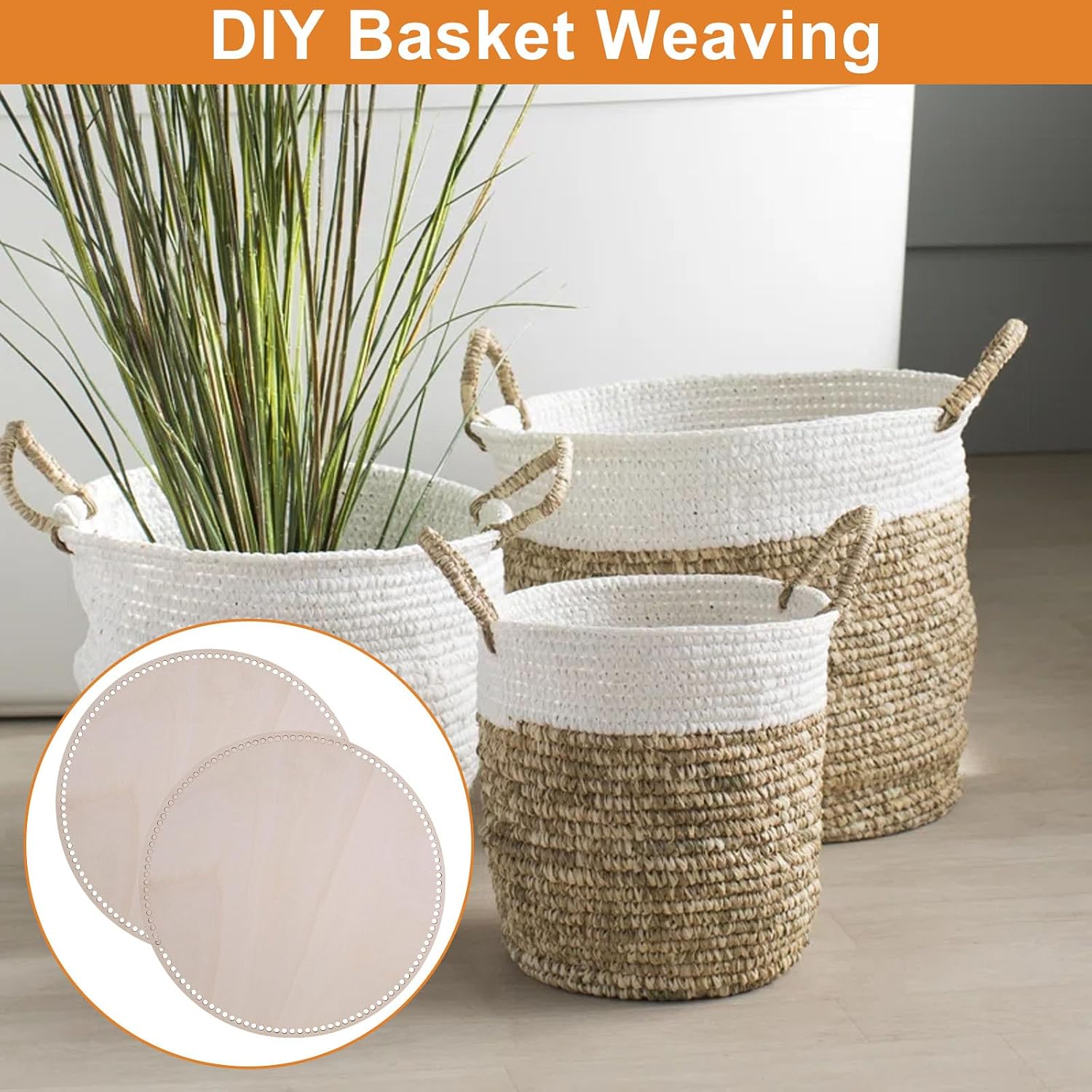 12" Diameter Basket Bottoms for Crochet Bases, 4Pcs Natural Blank Wood Base, Round Crochet Basket Base Unfinished Wooden Knitting Bases for DIY Craft Weaving Baskets