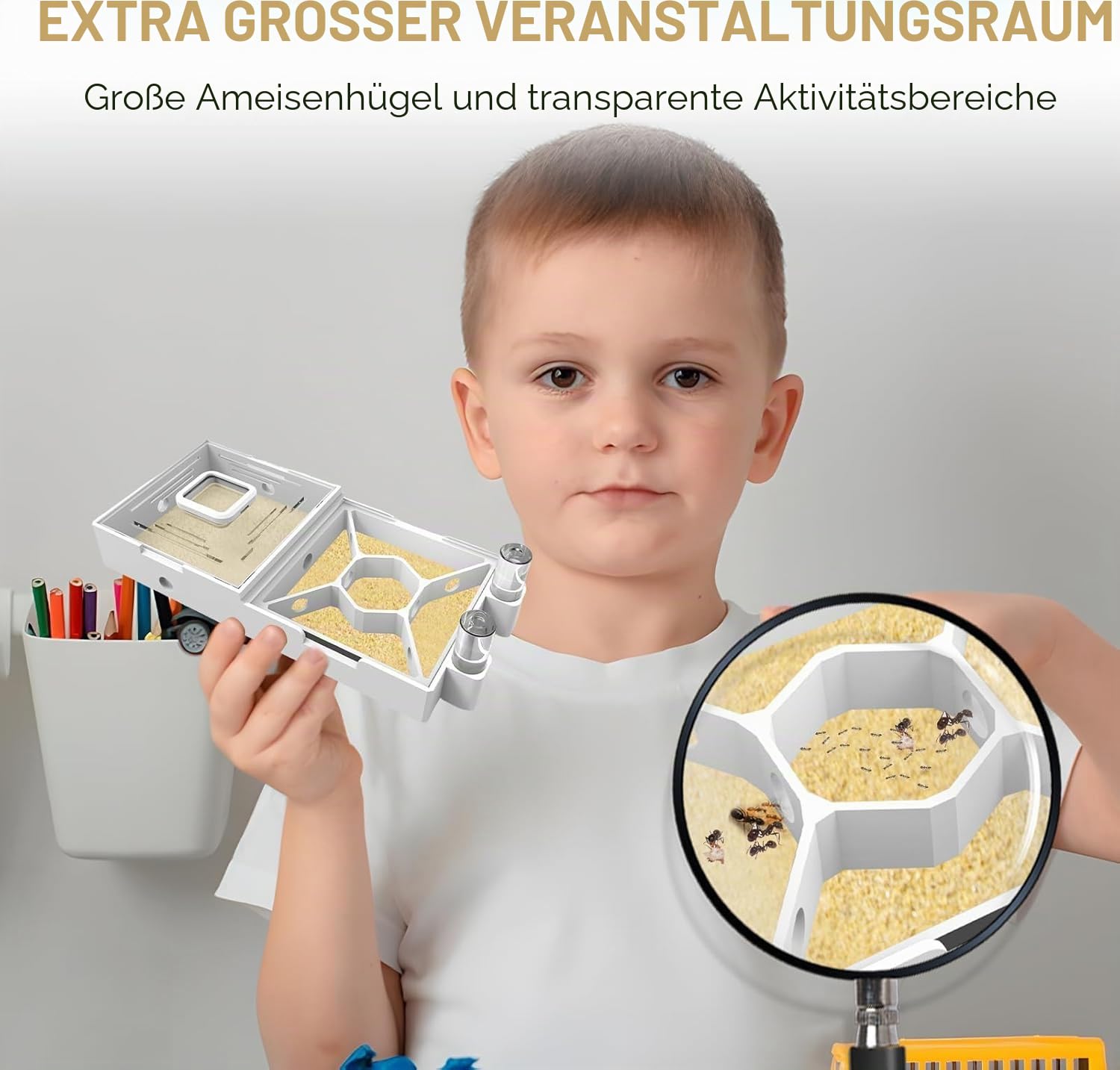 Nest Farm für lebende Ameisen und Königin – Ameisenfarmen mit gelbem Sand Beobachtung Transparente Ameisenfarm für Erwachsene 3D-gedrucktes Nest Ameisenwerkstatt Schloss Ameisengarten Königin (WT2-4)