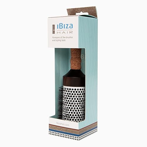 Miniatura 10 de Ibiza Hair Professional Ceramic Round Brush (CC Series), Carbon FiberNylon Bristles &amp; Ergonomic Cork Handle, Heat Resistant Ionic Hair Brush to