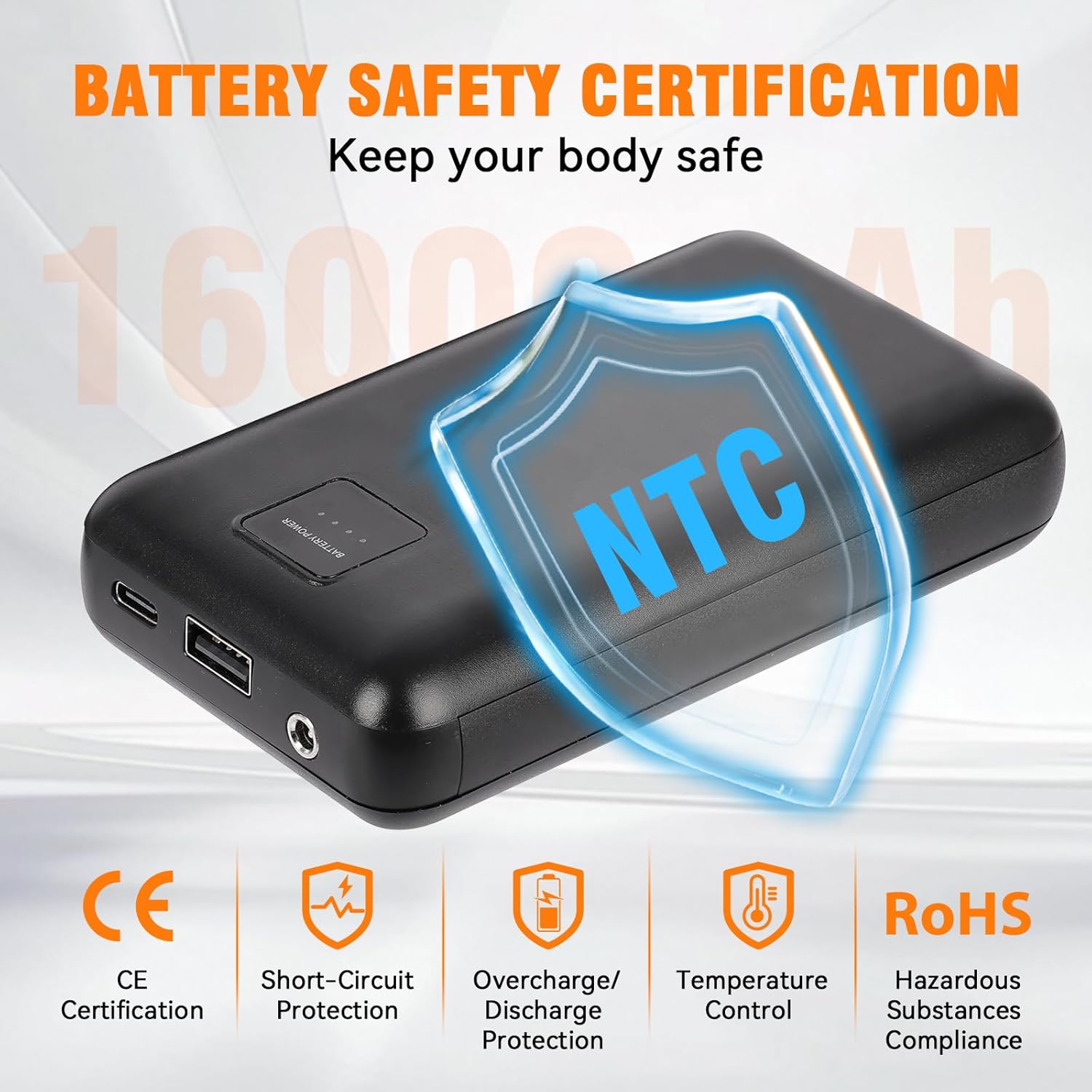 Heated Vest for Men With 16000mAh Battery, 3-Temp Dual Control, 9 Heat-Zone, Wind/Waterproof, for Skiing Hiking - Image 4