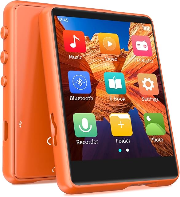 MP3 Players with Bluetooth 5.0MECHEN 32GB 2.4" Portable Music Player for Running, Hi Res Audio Video FM Radio Line-in Recording Ebook, Support up to 128GB TF Card