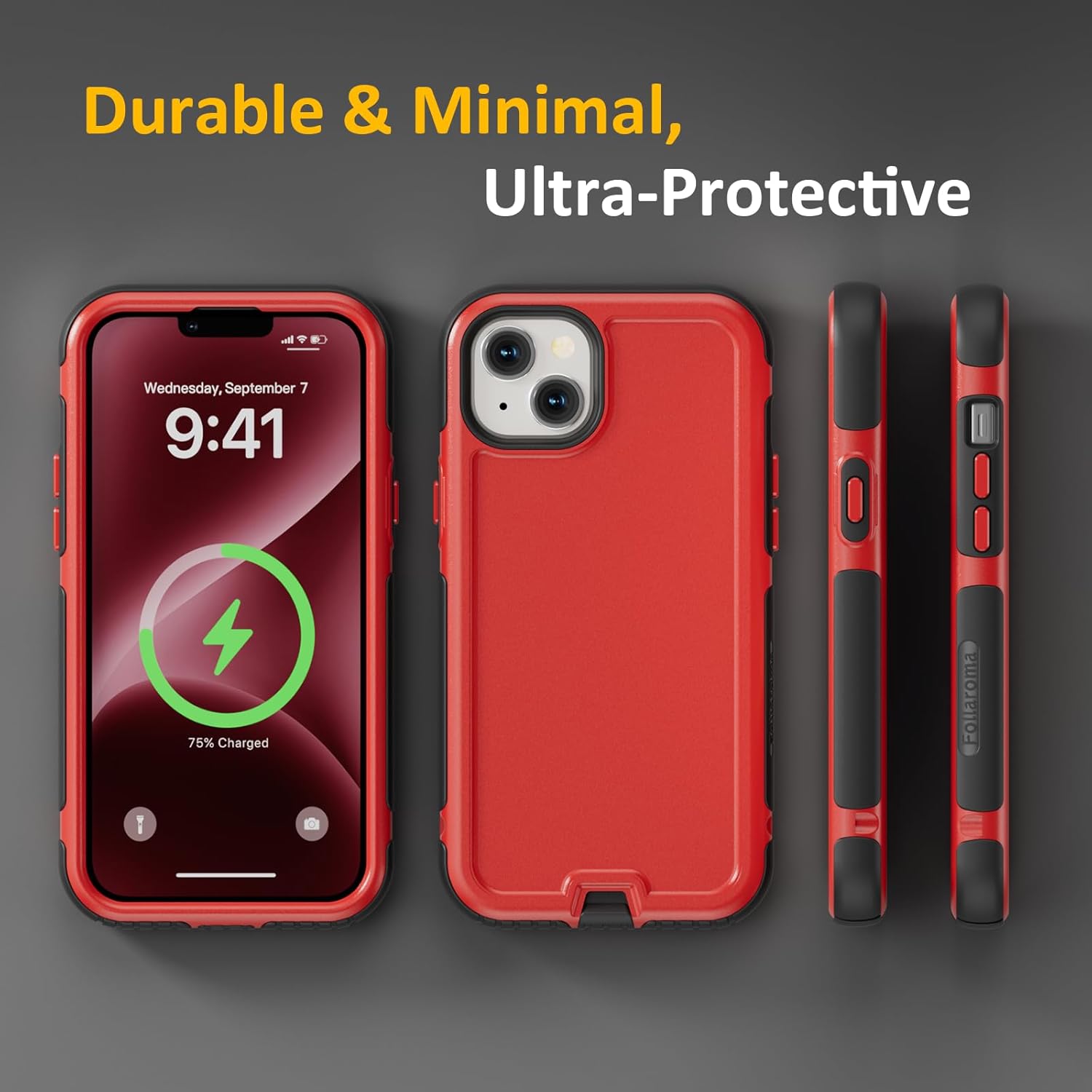 for iPhone 14 Case, Compatible with MagSafe, Heavy Duty Shockproof Protective Phone Case, Anti-Drop Protection, Dual Layer Magnetic Phone Cover for iPhone 14, 6.1", Red - Image 7