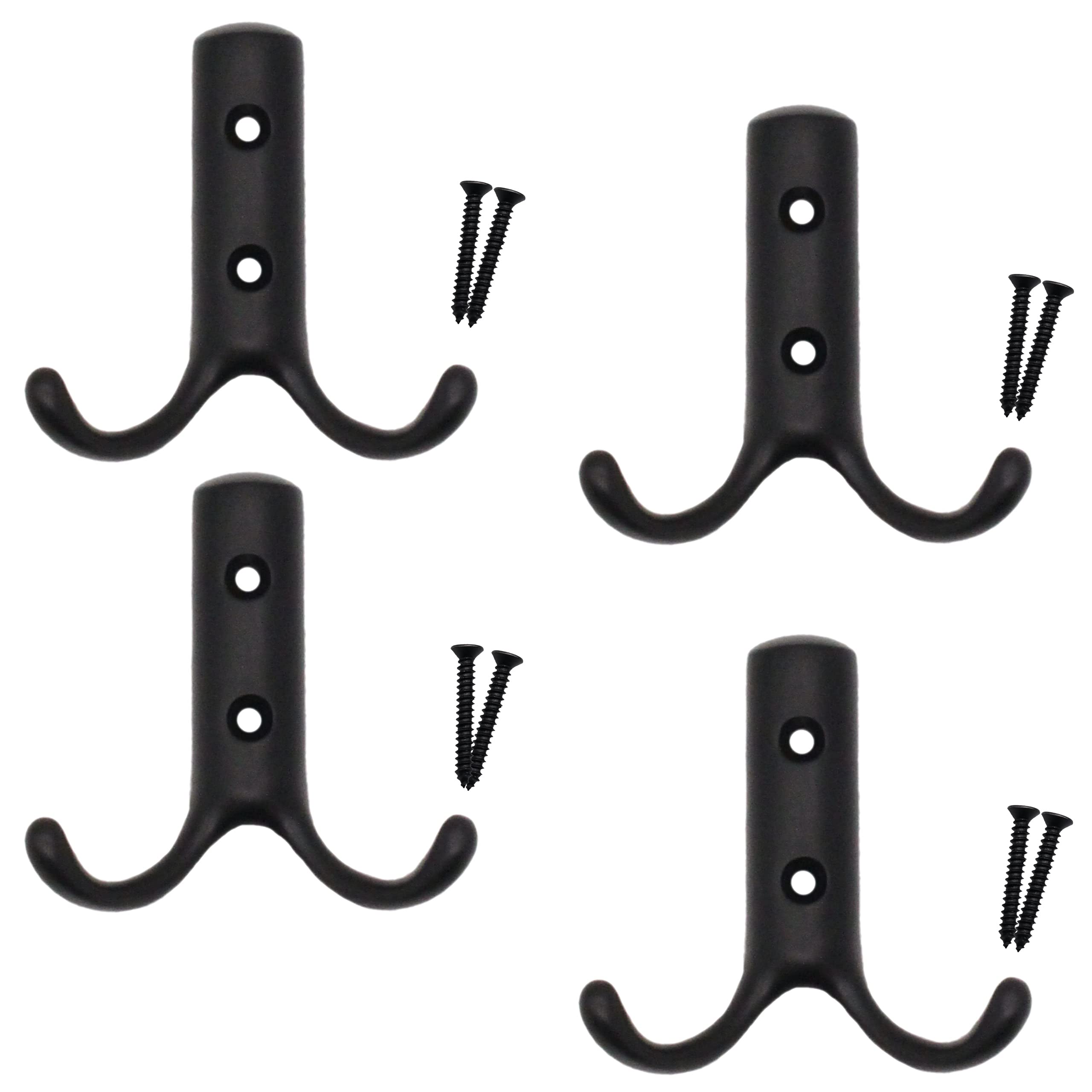 Eai Matt Black Twin Robe Hook - 70Mm - Pack Of 4