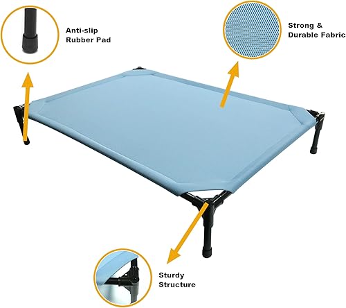 Miniatura 4 de Cama elevada para perros, tela de malla sándwich, grande, azul