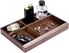 JIADEL Black Walnut Multi-Functional Distressed Vintage Wooden Storage Box, Desk Organizer Tray,5 Division,Jewelry Storage