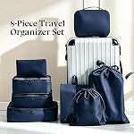 8 Set Packing Cubes Travel Organizers, Compression légère Tailles diverses Valises Organizer Sacs pour Accessoires de Voyage-Navy Blue