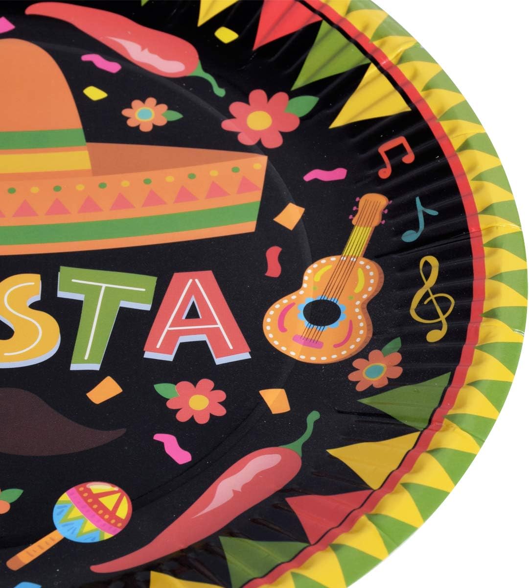 Fiesta Cinco De Mayo Party Supplies Paper Plates and Napkins Bulk 200PCS Mexican Themed 9 inch 7 inch Dessert Round Disposable Plates Party Favors Tableware Set for 50 Guests