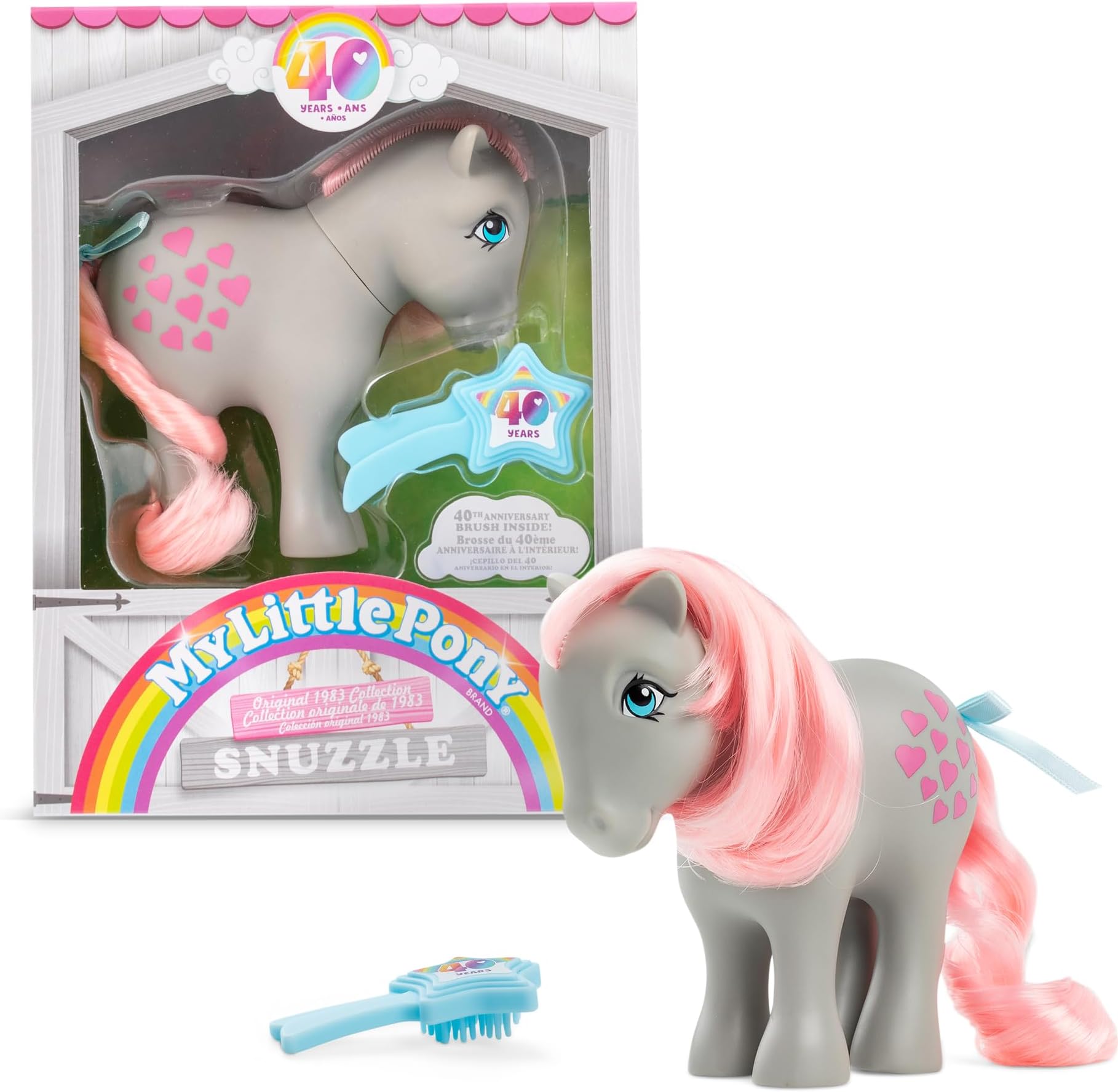 My Little Pony, 40th Anniversary 4-Inch Snuzzle, Original 1983 Collection, Long, Brushable Mane and Tail, Action Figure, Great for Kids, Toddlers, Girls, Ages 4+