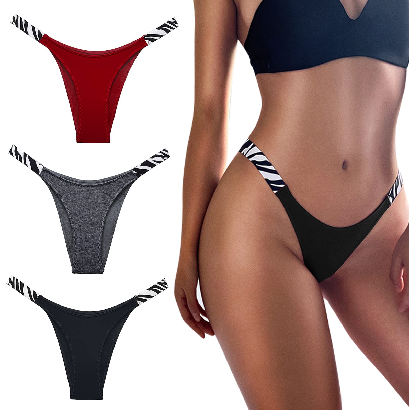 AIEOE Bikini Mujer Bañador Pression Bragas de Bikini para Mujer Elástico Suave y Cómodo Braga Baja en Forma de V Colección