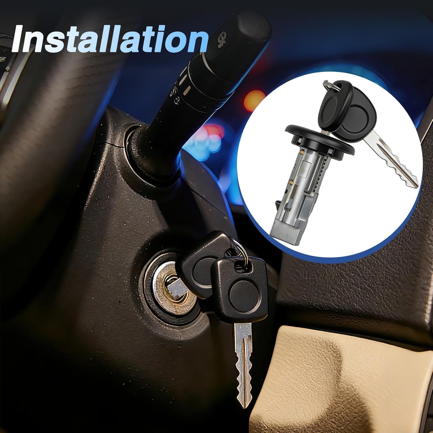 Ignition Switch Lock Cylinder with Pair Front Door Lock Cylinders Compatible with Cadillac Escalade Chevy Avalanche Silverado Suburban Tahoe Replace#: 598007 707835 706592