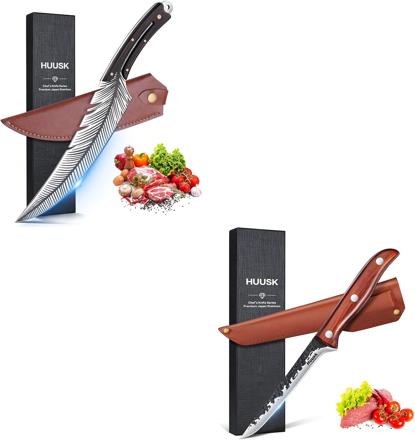 Huusk Japanese Knife Set, Meat Cutting and Boning Knife