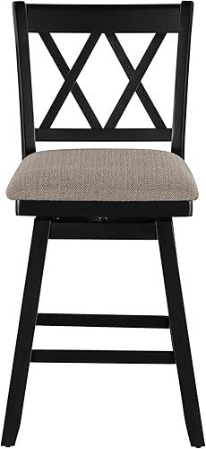 Miniatura 14 de Home Brookline - Taburete giratorio de bar con mecanismo giratorio de 360°, taburetes rústicos de granja para encimera de cocina con cojín, altura