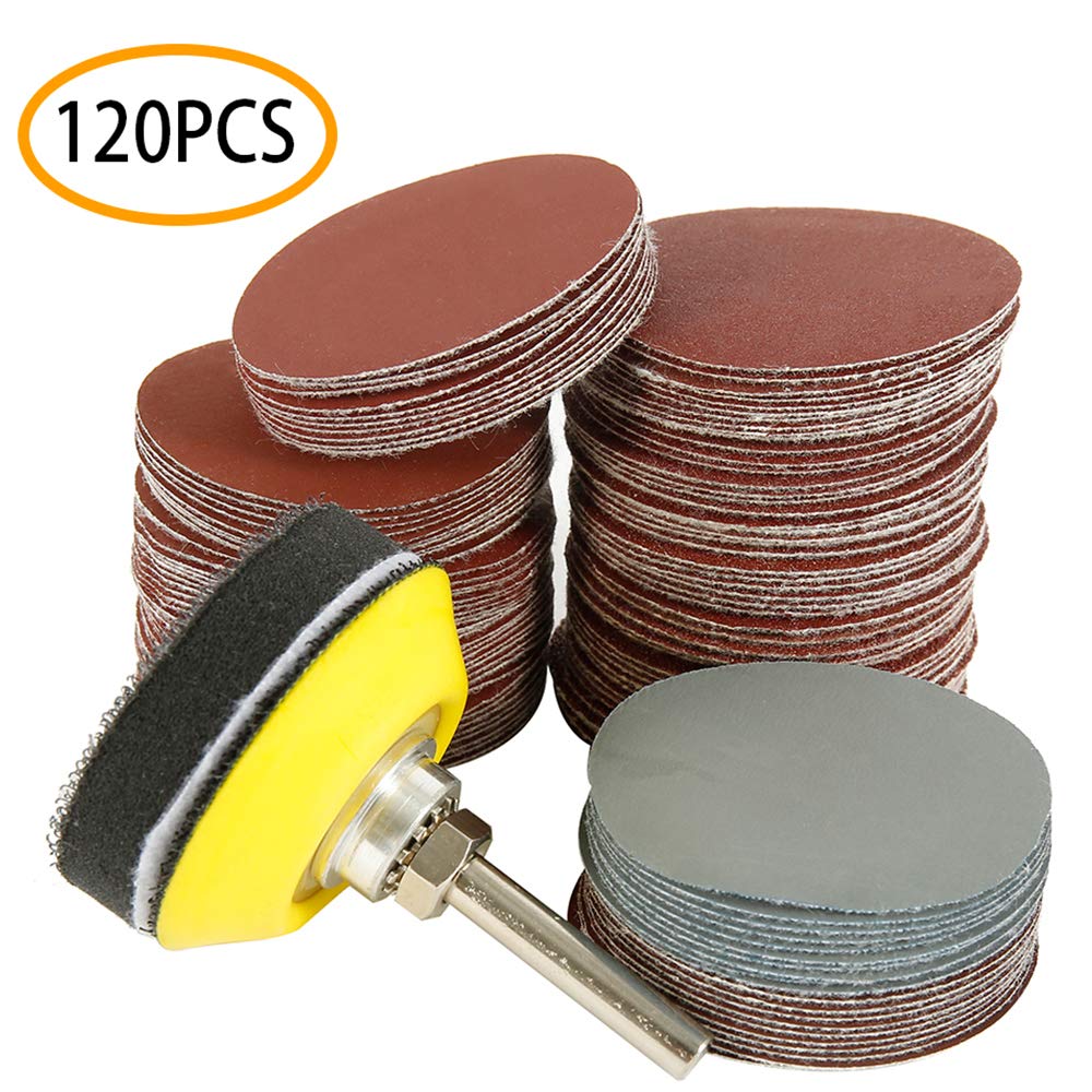 Txkrhwa 120Pcs Sanding Disc 2 Inch Sanding Pads 60-3000 Grit Round Sanding Sheet Wear Resistant Sanding Paper Drill Grinder Rotary Tools for Metal Wood Glass Car