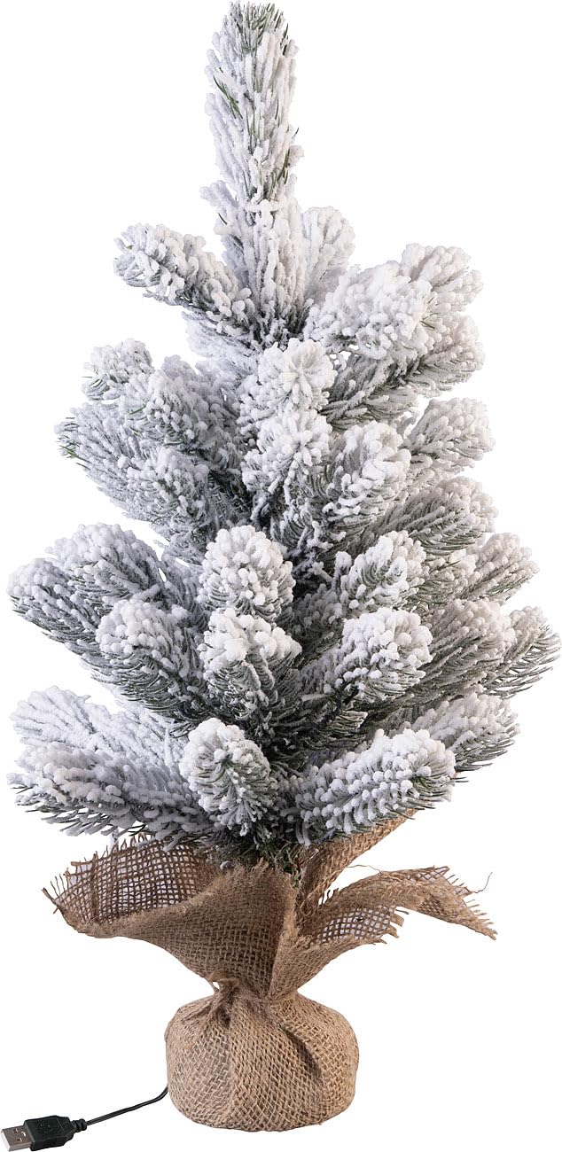 infactory Dekoracyjna choinka świąteczna z śniegiem, 50 diod LED, 56 cm