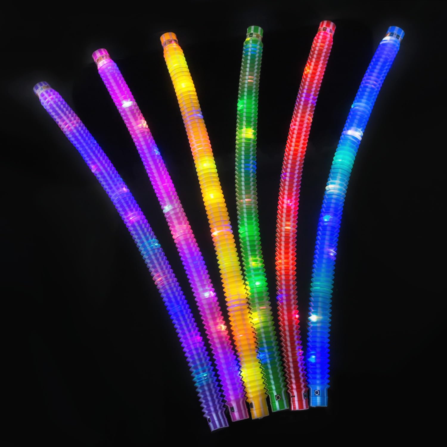 PRECORN Pop Tubes LED – Lot De 6 Tubes Colorés (rouge, Bleu, Rose, Violet, Jaune, Vert) – Jouet Sensoriel Et Déco Fête