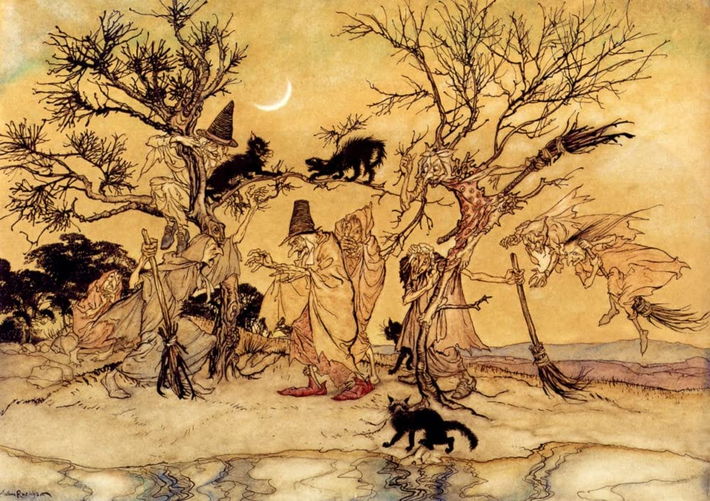 SERENDIPITP Vintage Picture Print on Canvas Wall Art Poster the Witches' Sabbath by Arthur Rackham Artwork Print Poster for Wall Decor 60x90cm