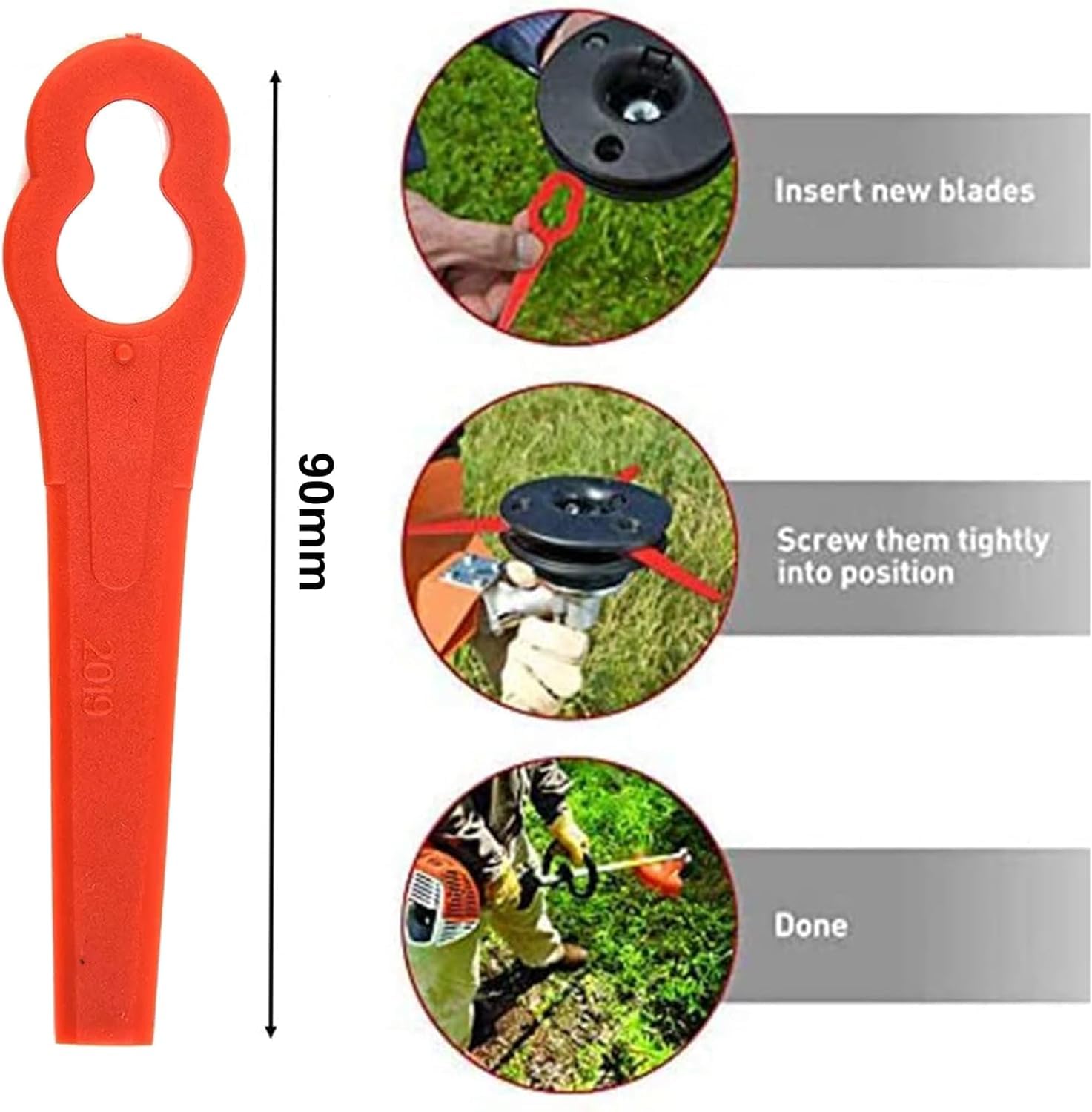 Lot de 100 Lames Compatible pour Coupe Bordure Stihl PolyCut 2-2 PolyCut 3-2, FSA 45 FSA 57 FSE 52, Lames en Plastique pour Coupe Bordure Stihl sans Fil