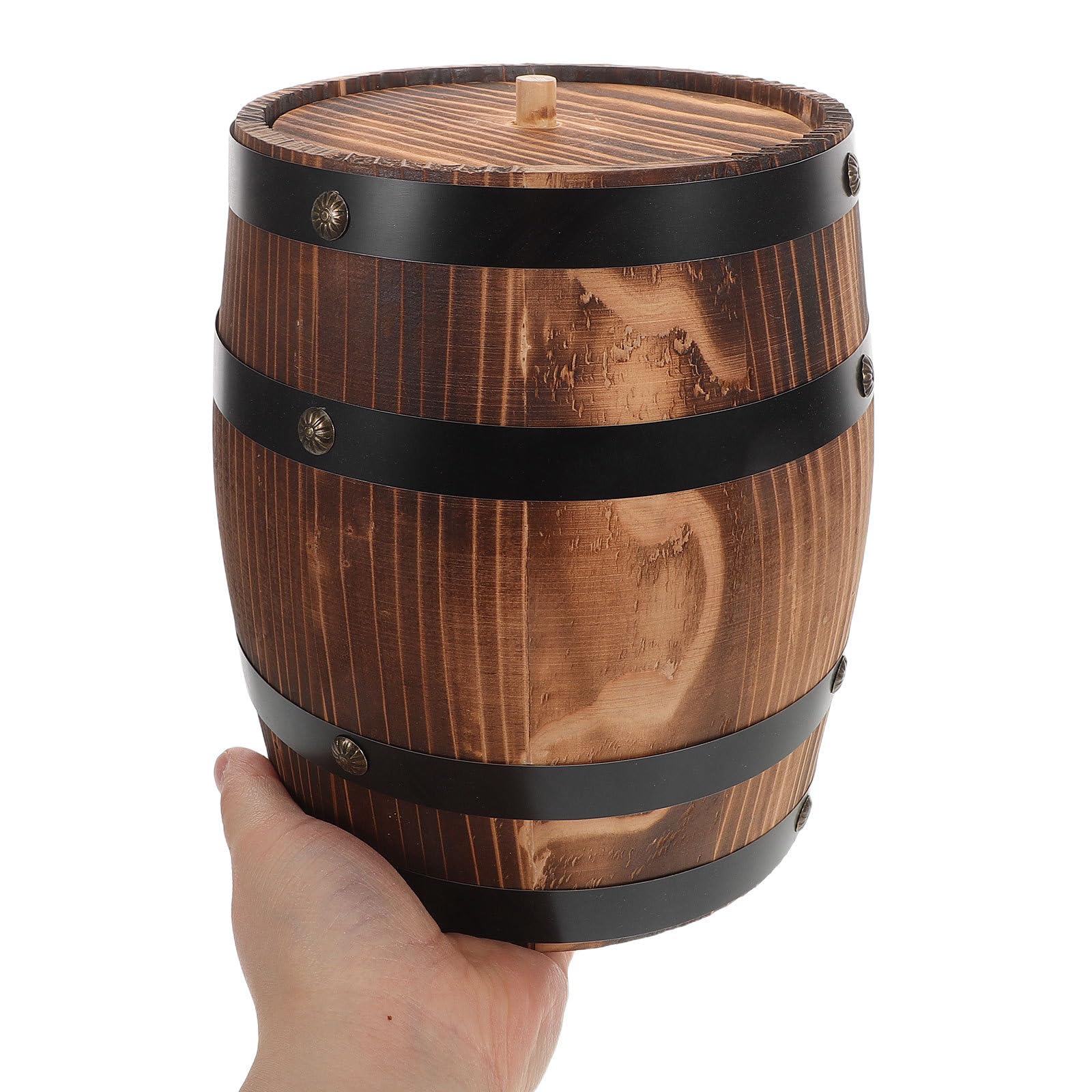 Healvian Porte-ustensiles en Bois Vintage Marron, Seau de Rangement Portable Multifonction pour Baguettes et Outils Cuisine, Maison Restaurant