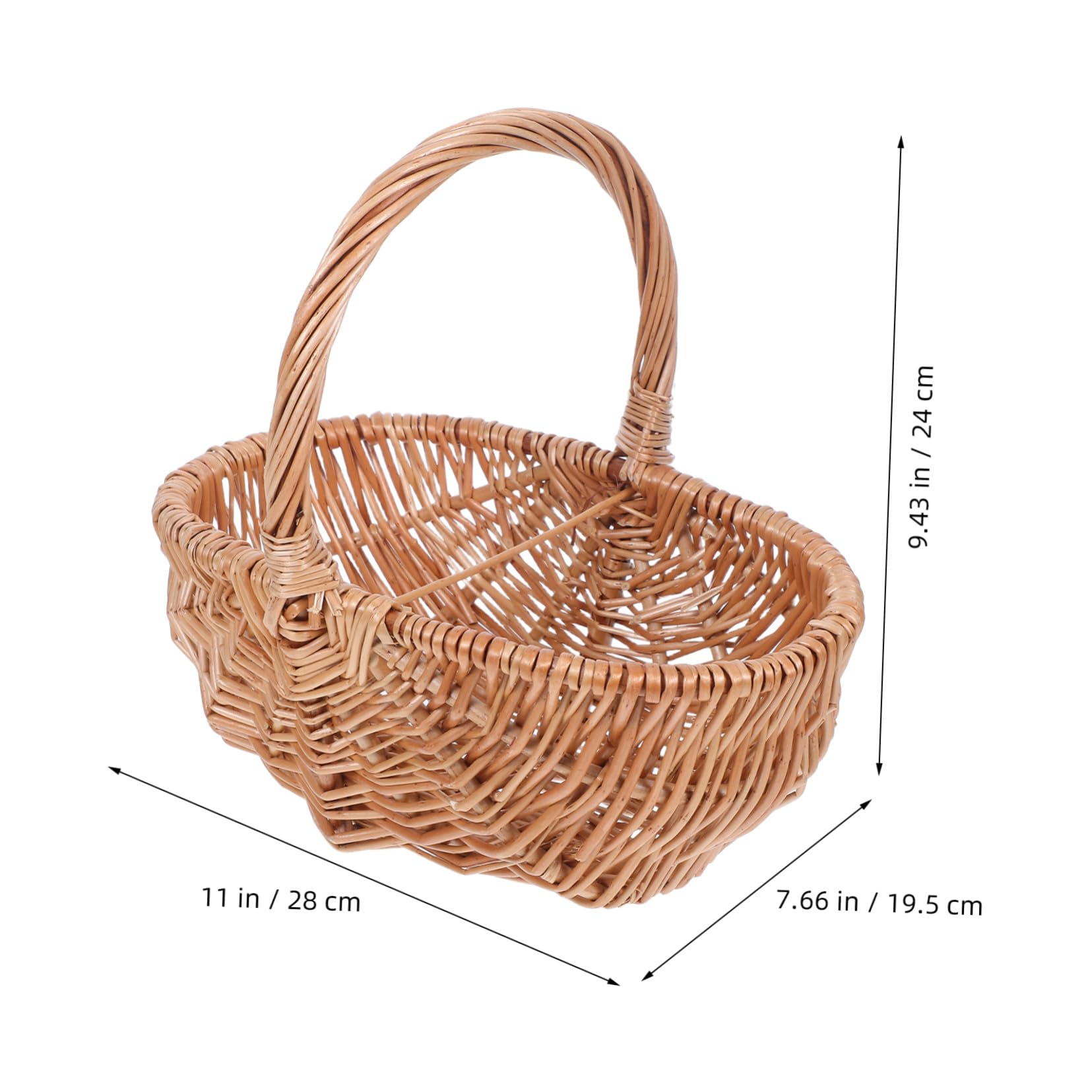 Mipcase Cesta Ovalada de Mimbre Tejida Mano Cesta Pequeña y Ligera para Picnic para Frutas Huevos y Verduras Organizador Portátil para Cocina y Exteriores
