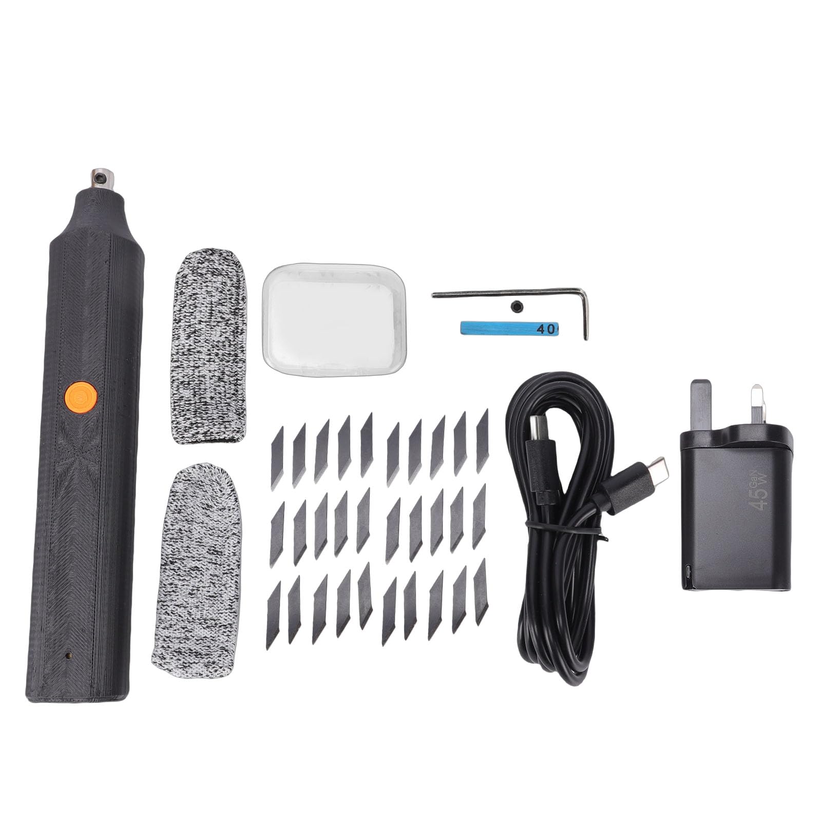 Ultrasonic Cutter Handheld Tool, 40kHz Adjustable Speed Precision Cutting and Deburring for 3D Printing Craft Plastic Wood Resin ABS Alloy Steel 30 Blades UK Plug