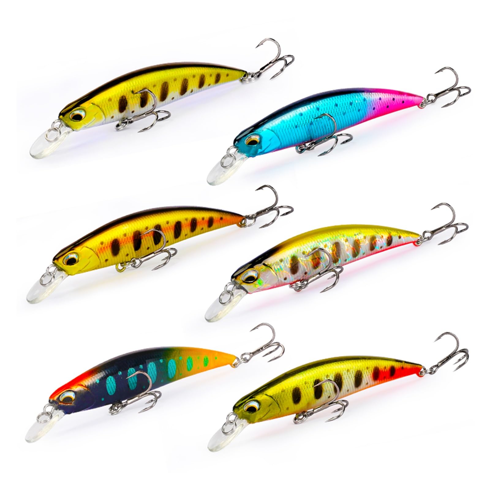Amazon.co.jp: 6PCS 70Sトラウトミノーセットシンキングミノー