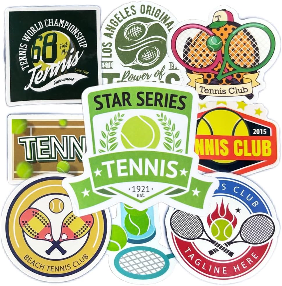 Cute Tennis Cartoon Stickers Set - Waterproof Vinyl Decals for Teens, Adults - Ideal for Water Bottles, Laptops, Skateboards, Phones, Luggage, Journals - Ideal Gift for Sports Fans!