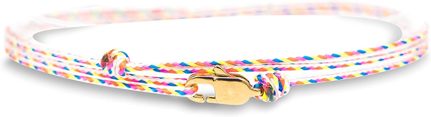 Adjustable Wrap Surfer Bracelet Women & Men - Thin String Bracelet with Snap Hook - Nautical Maritime Beach Jewelry - Handmade & Waterproof - Birthday Gift for Him - U (Retro Gold)