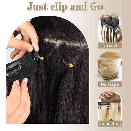 Miniatura 5 de 4 extensiones de cabello sintético ondulado con clip de playa de 20 pulgadas de largo, extensiones de cabello rizado para mujer (mezcla de crema de