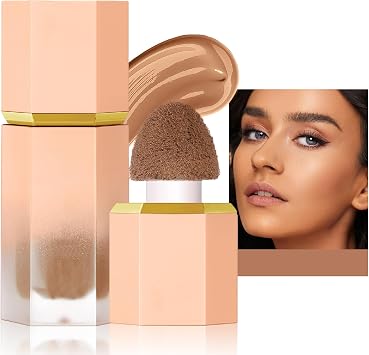 Liquid Contour Cream Bronzer Stick With Cushion Applicator, Flawless Filter Bronzing Pearls Makeup, Long Lasting Silky Natural Matte Finish Contour Wand 101#