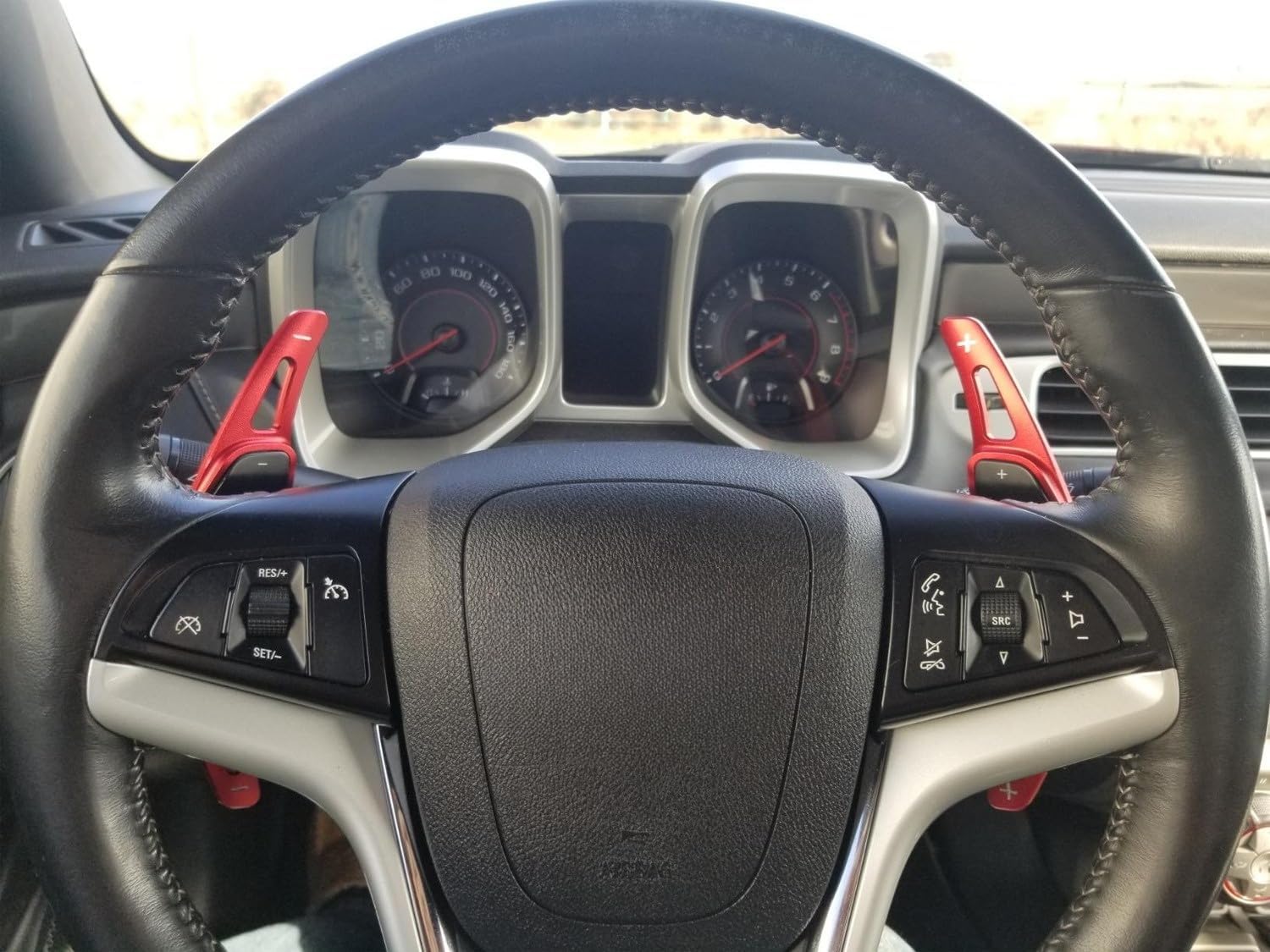 iJDMTOY Red CNC Billet Aluminum Large Paddle Extensions Compatible with 2012-15 Chevy Camaro, 2016-19 Cadillac CT6 XT5, Buick Regal Lacrosse, etc