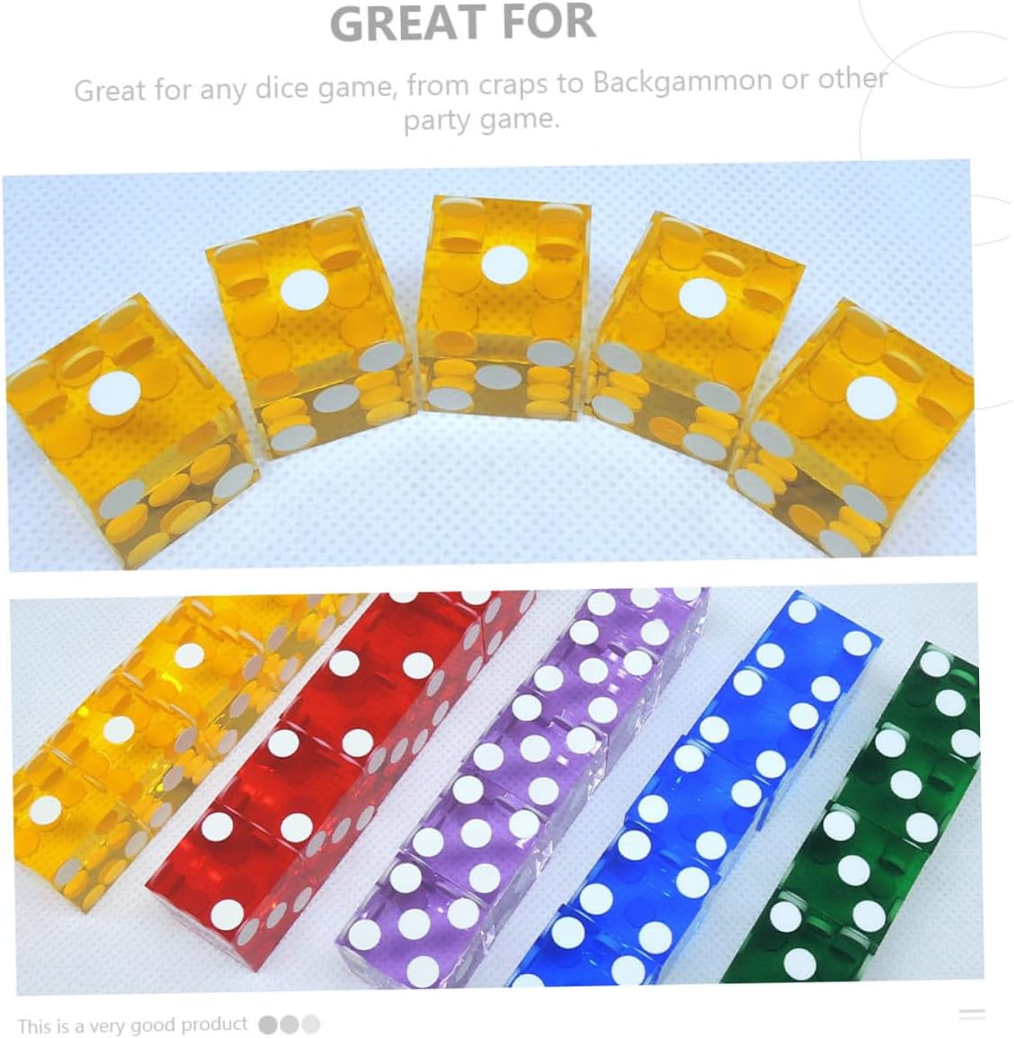5Pcs Precision Transparent Acrylic Dice with Sharp Edges Bar Point Dices for Party Games Classroom Use and Family Entertainment Random Color