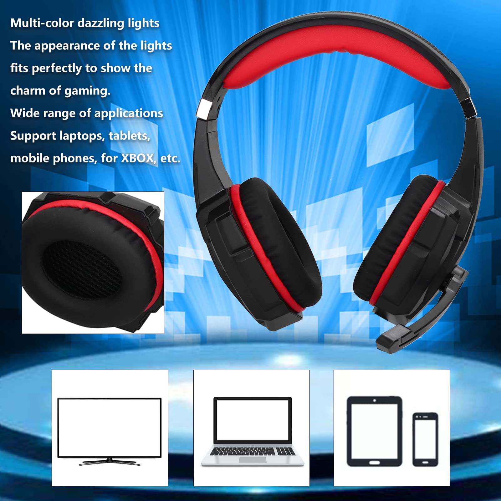 ゲーミングヘッドセット LEDライティング付き Amazon.co.jp: 有線ゲーミングヘッドセット、マイク付きステレオ
