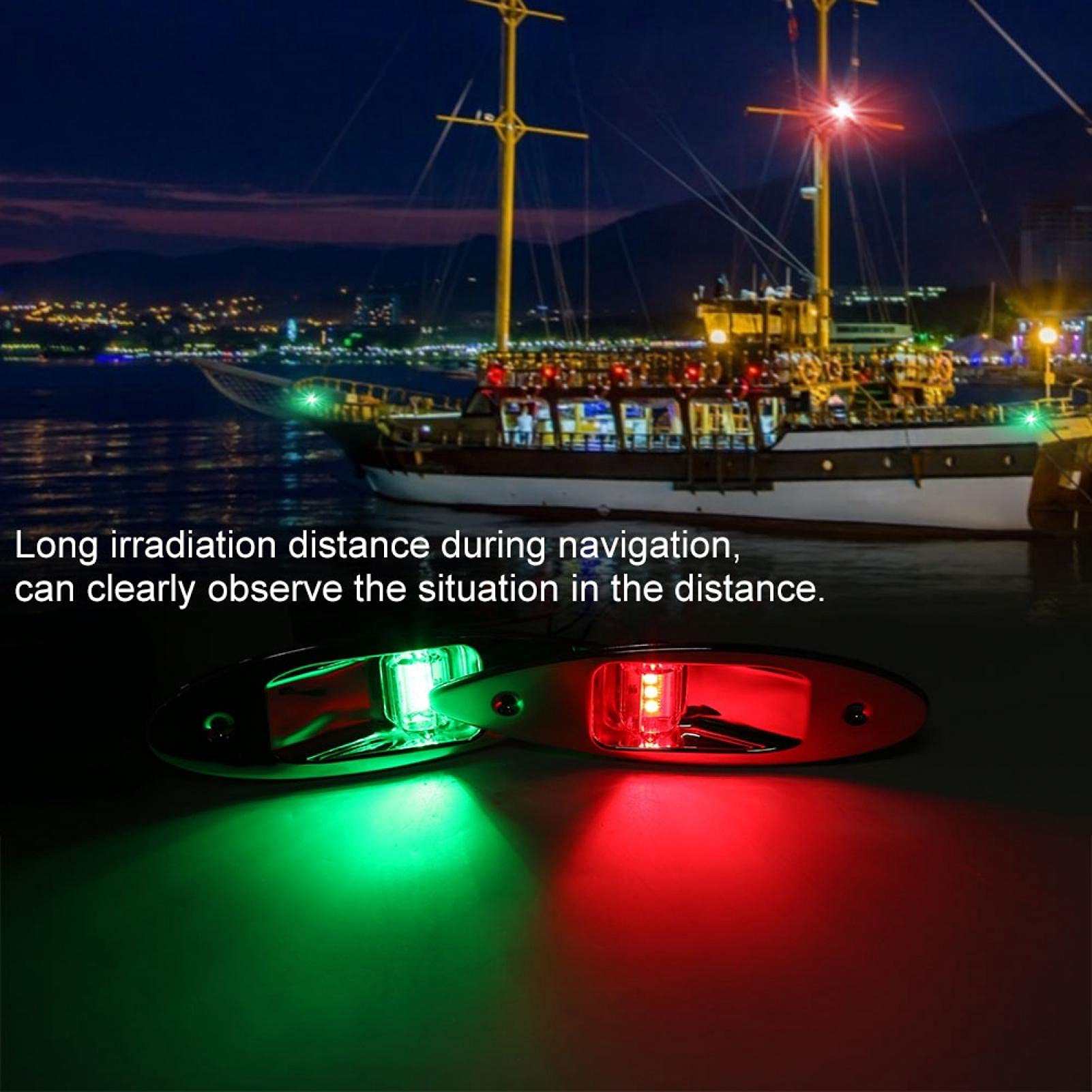 Luce di Navigazione a LED, 2 Pezzi 12V LED per Montaggio a Incasso Luce di Segnalazione di Navigazione per Prua Laterale per Barca Marina Yacht Verde/rosso