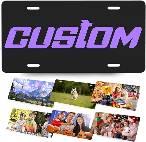 Placa de matrícula frontal personalizada con logotipo de imagen fotográfica, placa frontal personalizada (6 x 12 pulgadas)