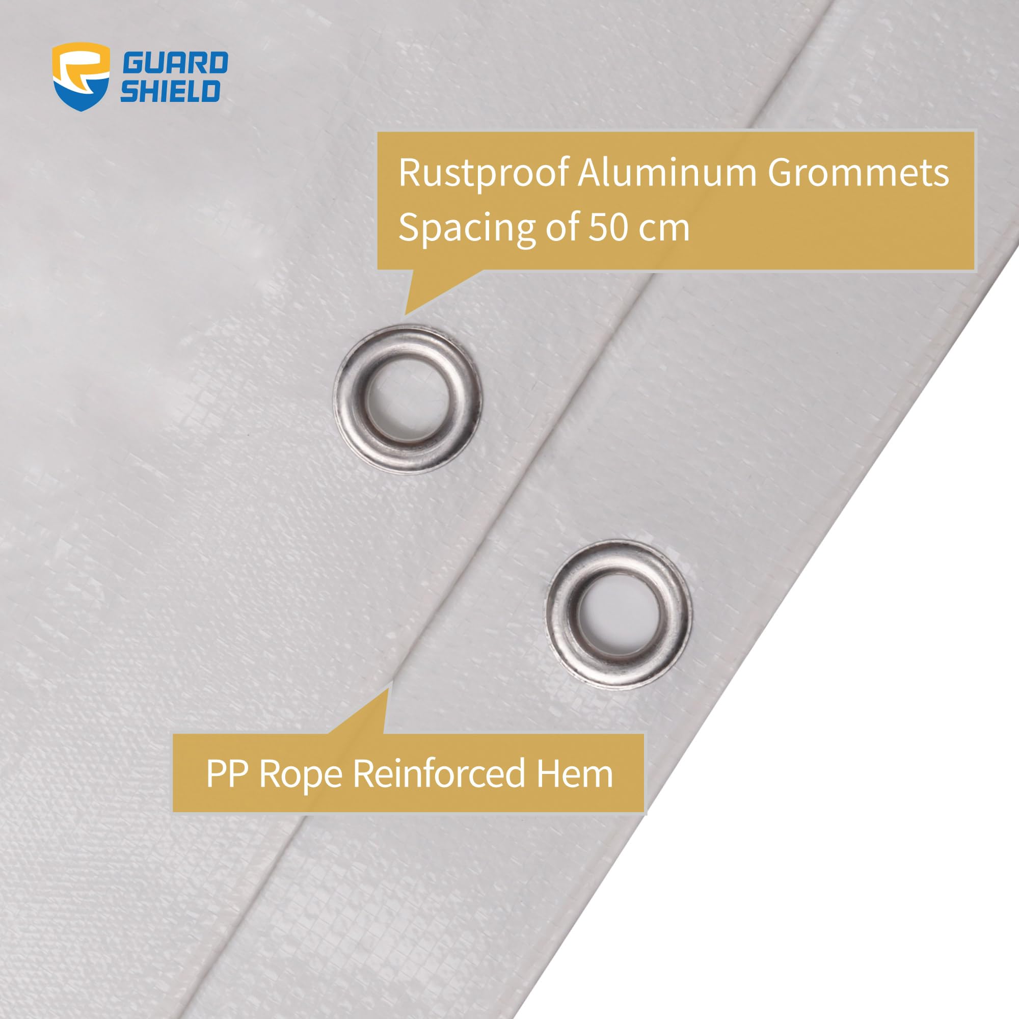 GUARD SHIELD Lona impermeable blanca de 4 x 6 m, cubierta de lámina de 120 g/m², para protección UV, ojales reforzados