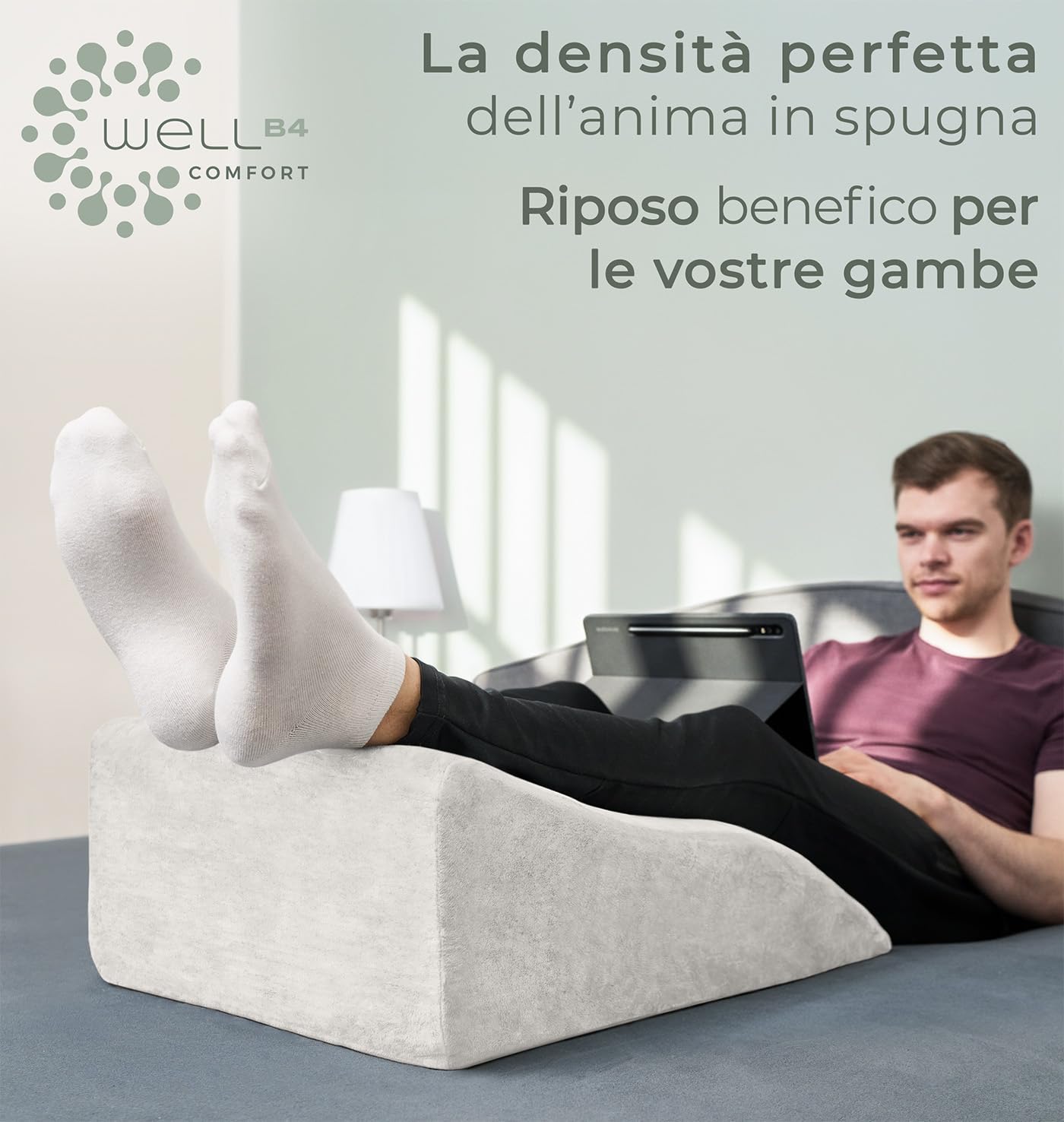Cuscino per gambe - alzagambe per vene varicose, poggiagambe lavabile e traspirante, ergonomico per schiena e ginocchia, riattiva la circolazione, sollievo per gambe pesanti, cuscino flebologico letto