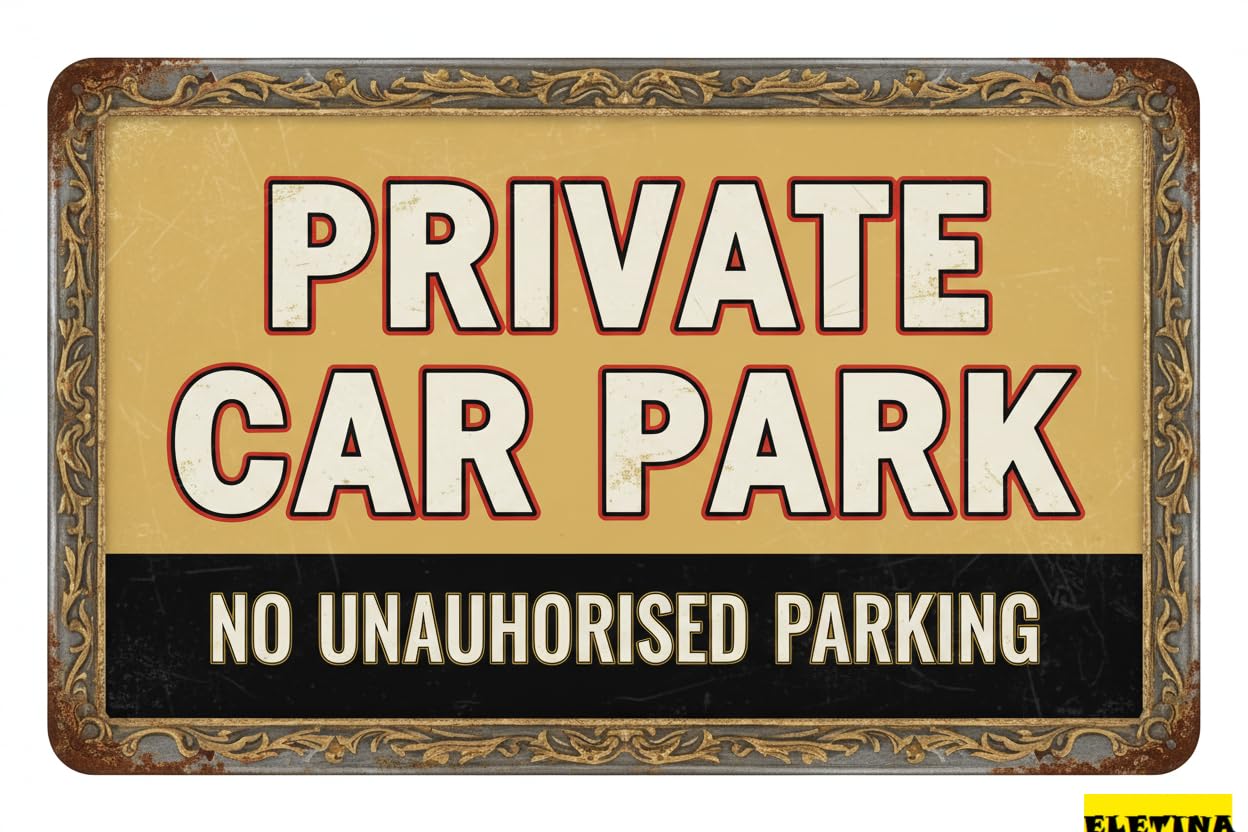 Private Car Park Warning Metal Tin Sign UV Protected Waterproof Fade Resistant Street Parking Lot Home 8x12in