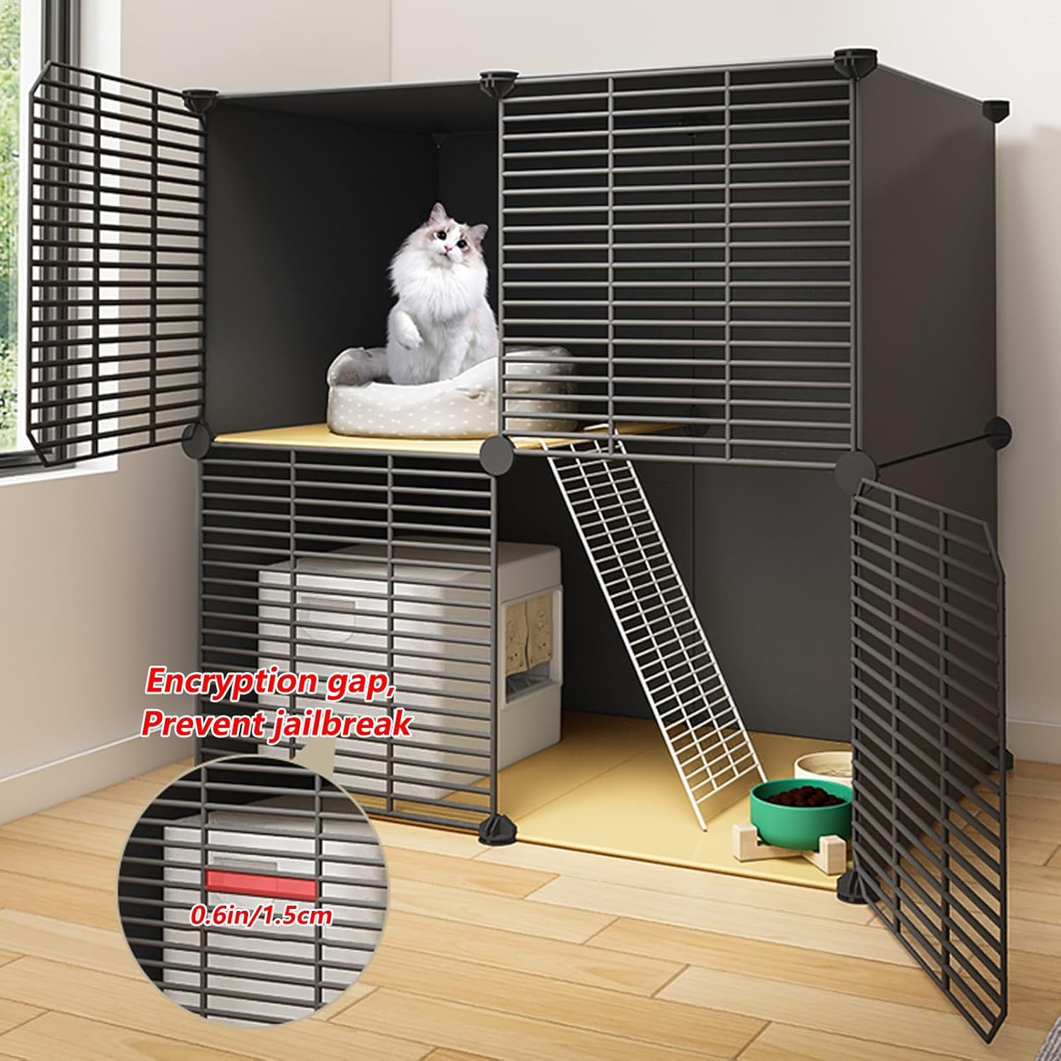Large s Indoor, DIY Pet Playpen Cat Enclosures, Cat Playpen for Indoor Cats Enclosed, Metal Wire Grid Cage for Small Animals, for Cats, Rabbit, Small Animals(57.9x19.3x43.7in/147x4
