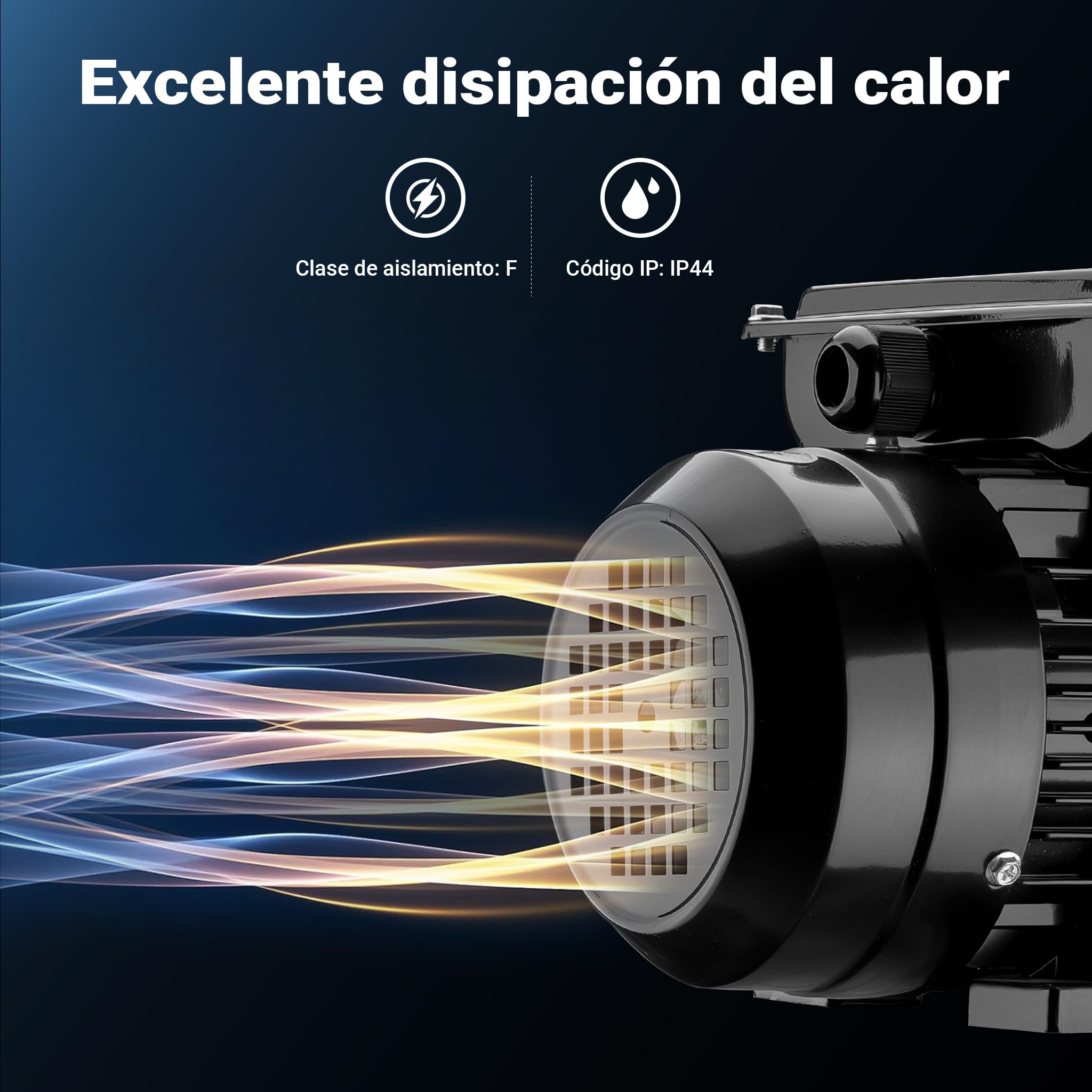 Wiltec Motor eléctrico monofásico 1,5 kW 2 CV diseño compacto, robusta carcasa de aluminio, motor de 1450 rpm para uso doméstico, industrial y agrícola, uso versátil