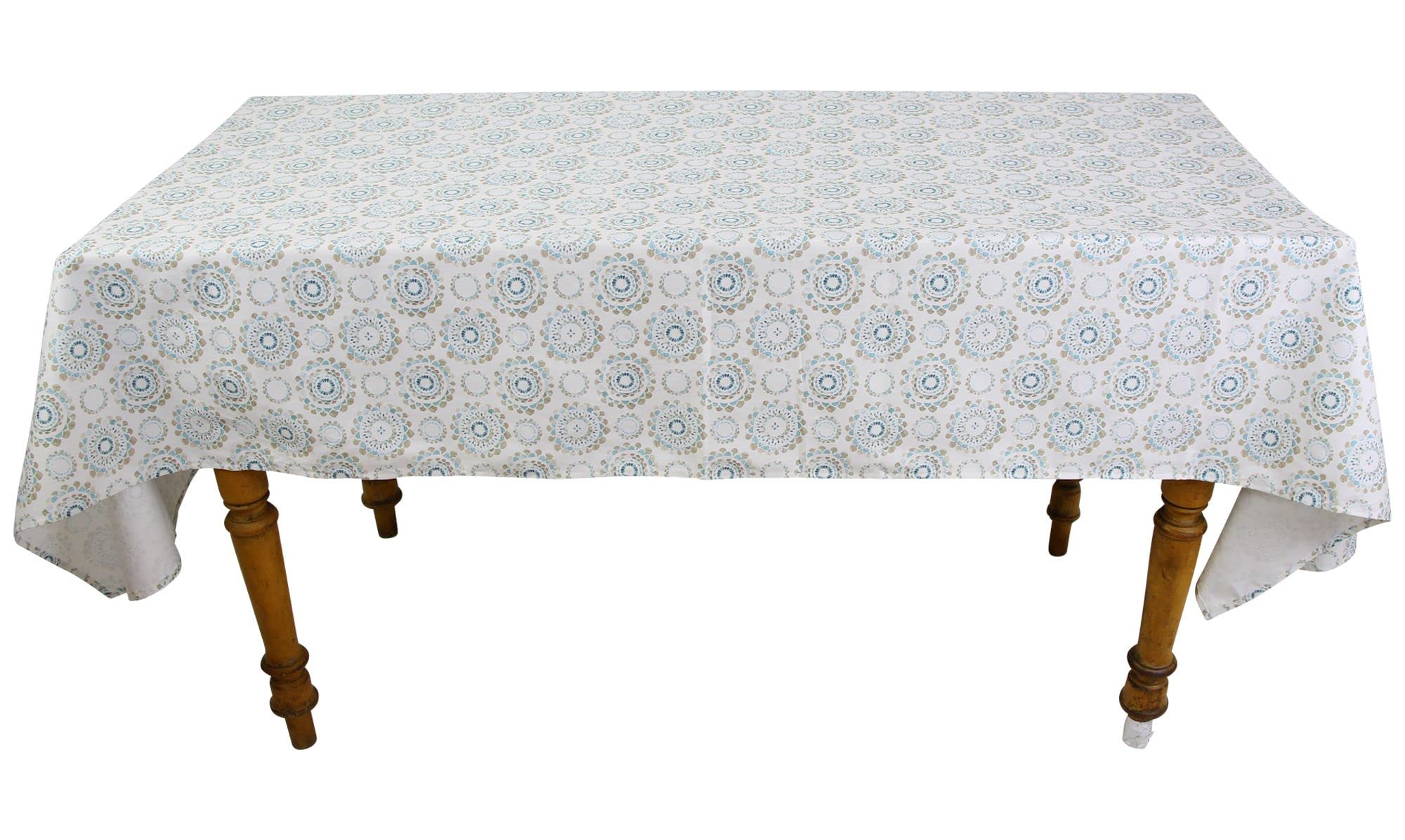 FRANK FLECHTWAREN Tafeldecke Light Living, cremefarbener Grundstoff, Alloverprint in zarten Farben, mit Fleckschutz, 50% Baumwolle, 50% Polyester, Maße: 140 x 240 cm